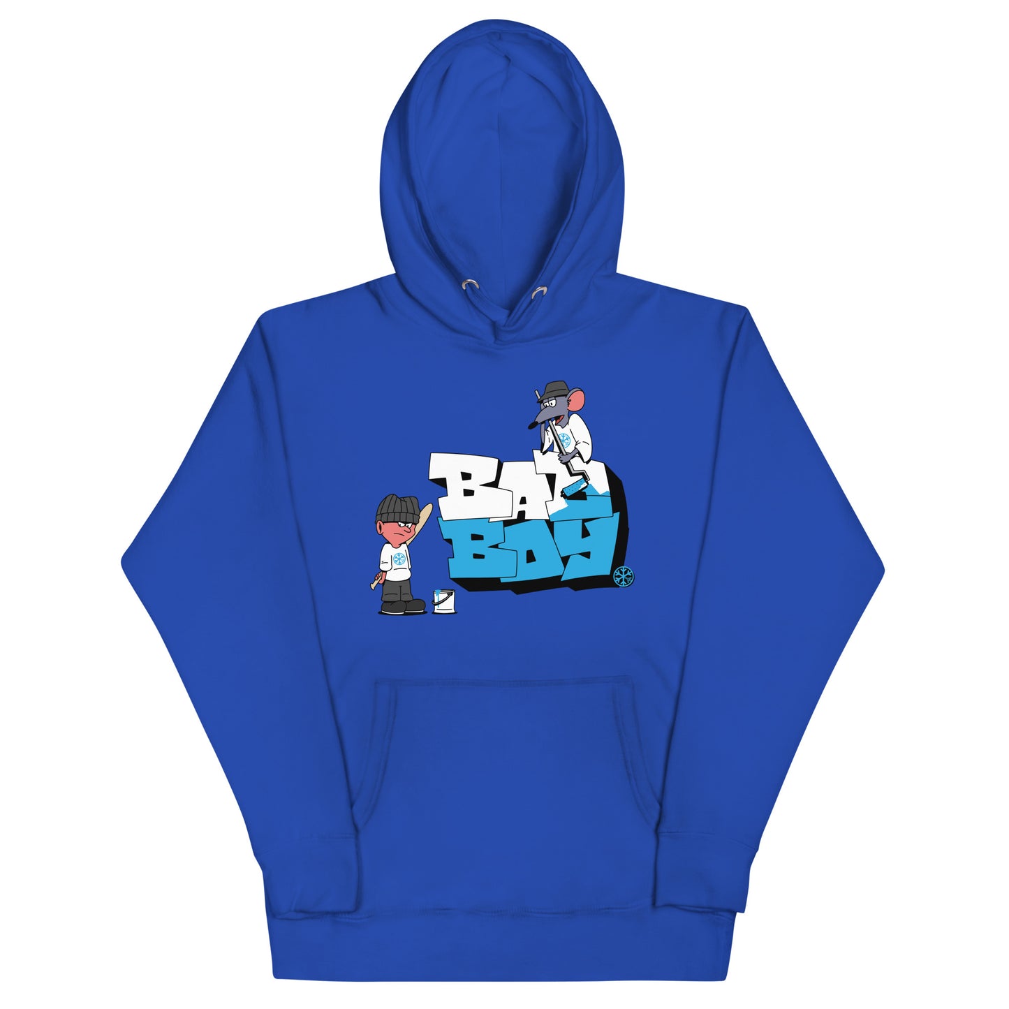 Blue-Bad Boy Graffiti Hoodie from B.Different Clothing, front view, graffiti-inspired streetwear