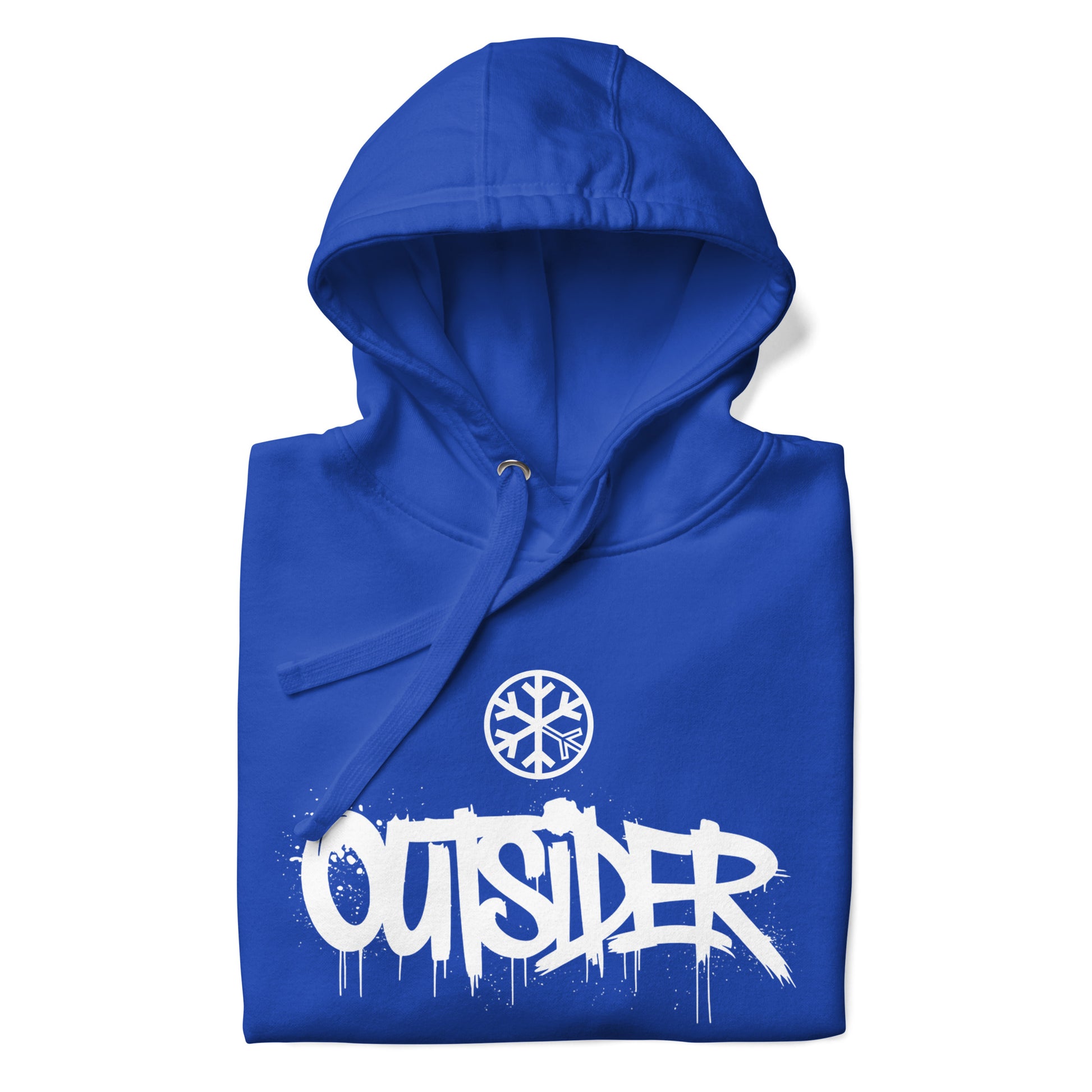 Blue-Outsider Graffiti Tag Sweatshirt from B.Different Clothing, folded, graffiti-inspired streetwear