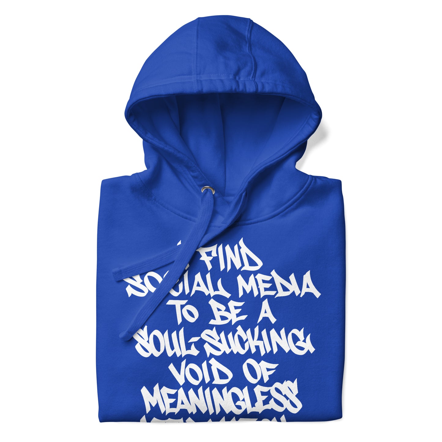 Blue-Social Media Graffiti Tag Hoodie from B.Different Clothing, folded, graffiti-inspired streetwear