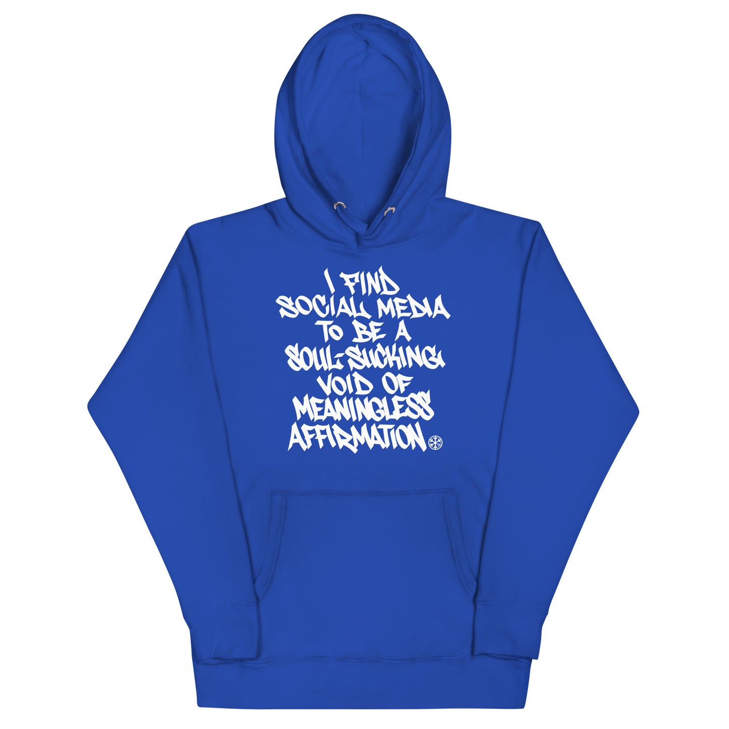 Blue-Social Media Graffiti Tag Hoodie from B.Different Clothing, front view, graffiti-inspired streetwear