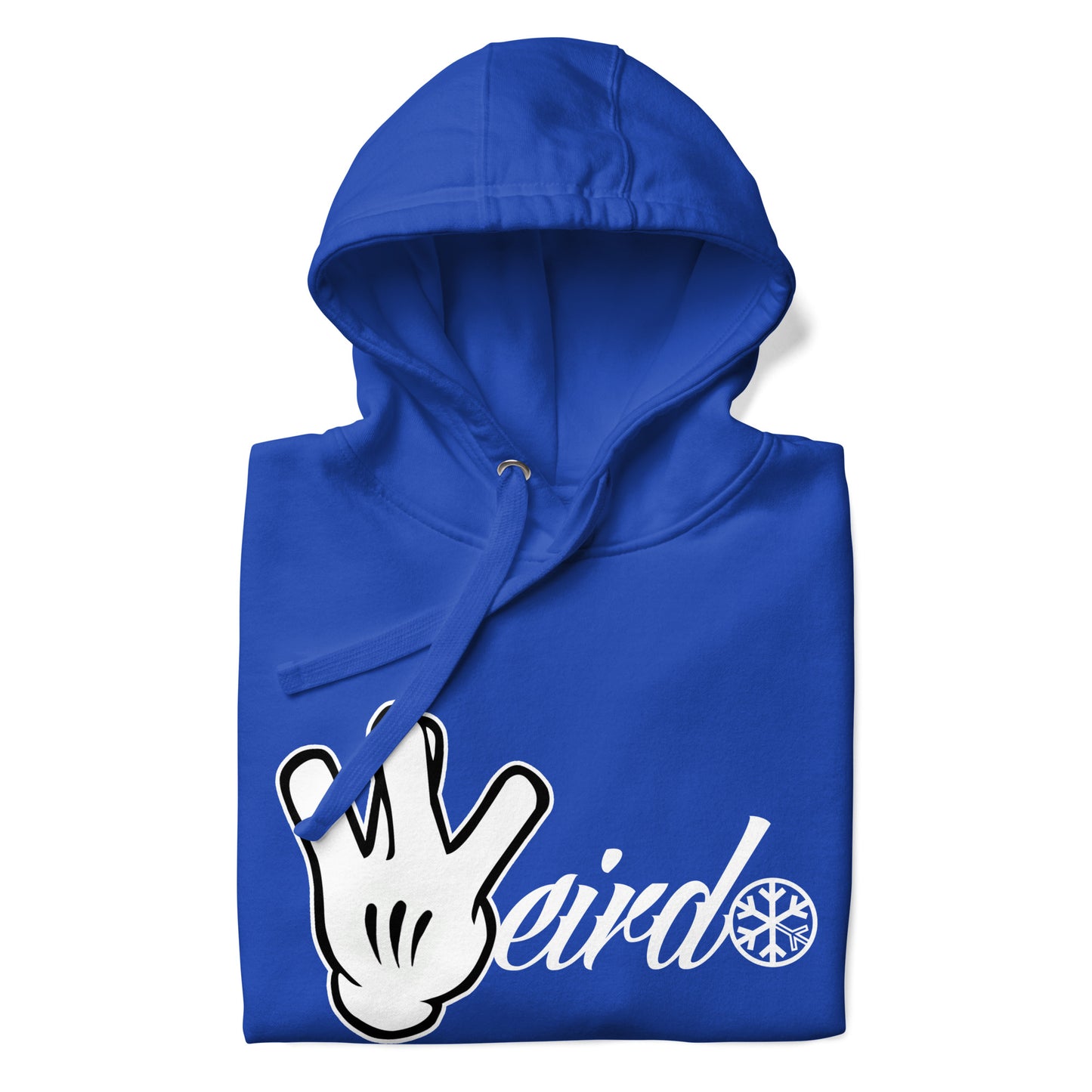 Blue-Weirdo Hand Sign Hoodie from B.Different Clothing, folded, graffiti-inspired streetwear
