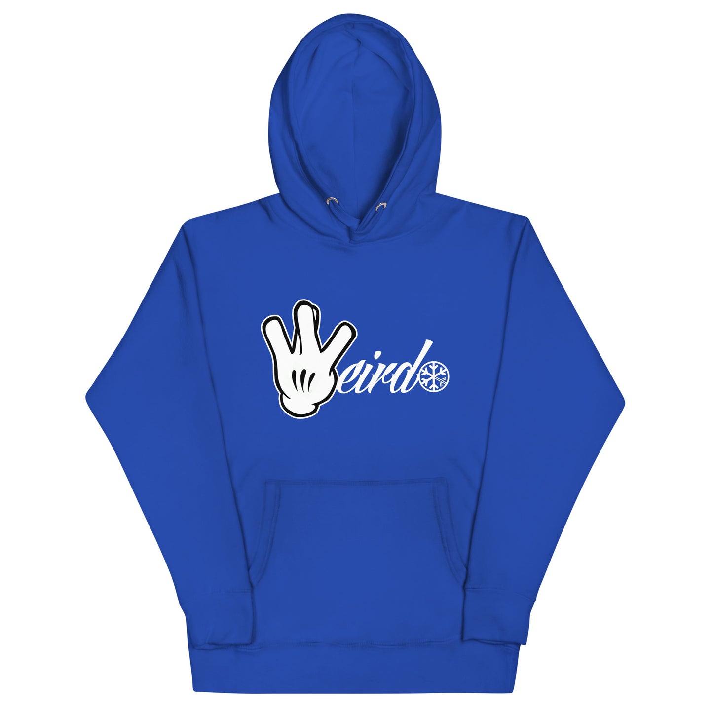 Blue-Weirdo Hand Sign Hoodie from B.Different Clothing, front view, graffiti-inspired streetwear