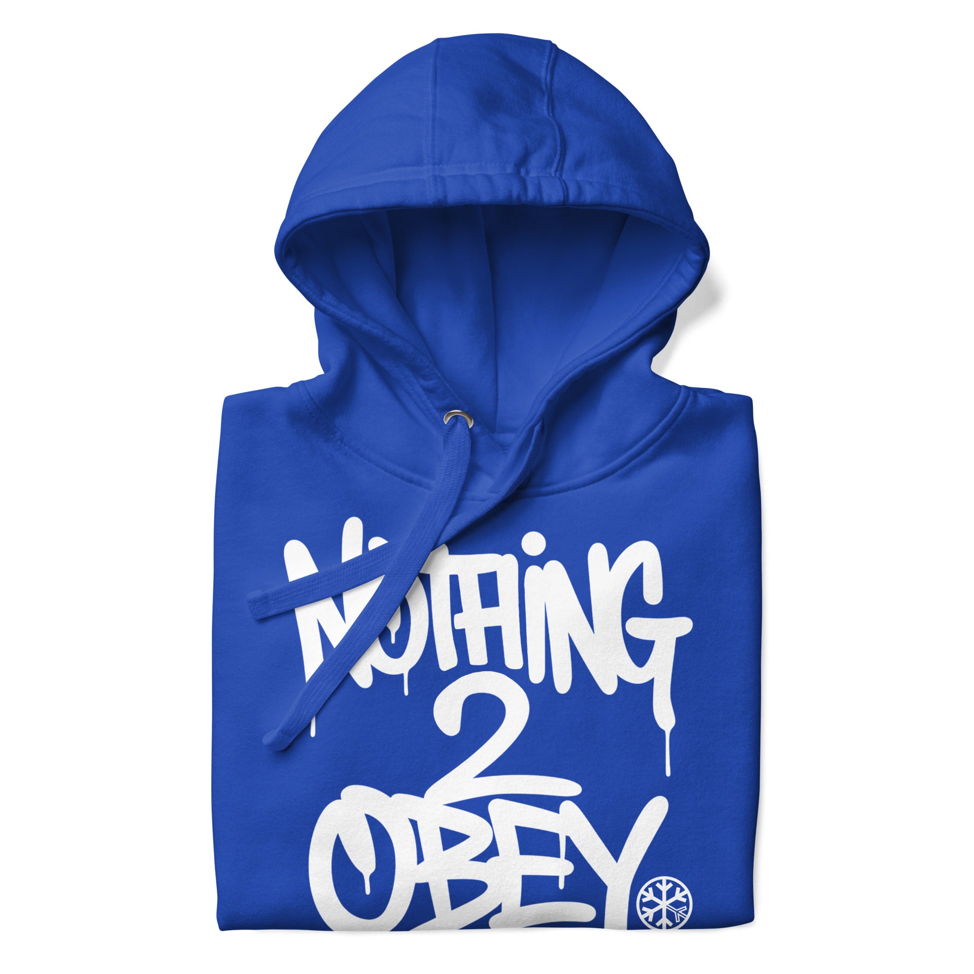 Blue-Nothing 2 Obey Graffiti Hoodie from B.Different Clothing, folded, graffiti-inspired streetwear