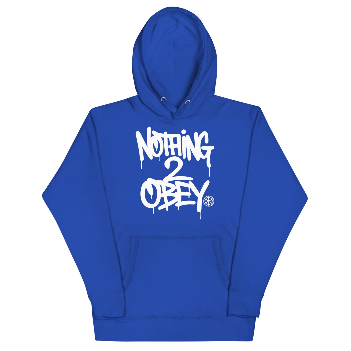 Blue-Nothing 2 Obey Graffiti Hoodie from B.Different Clothing, front view, graffiti-inspired streetwear