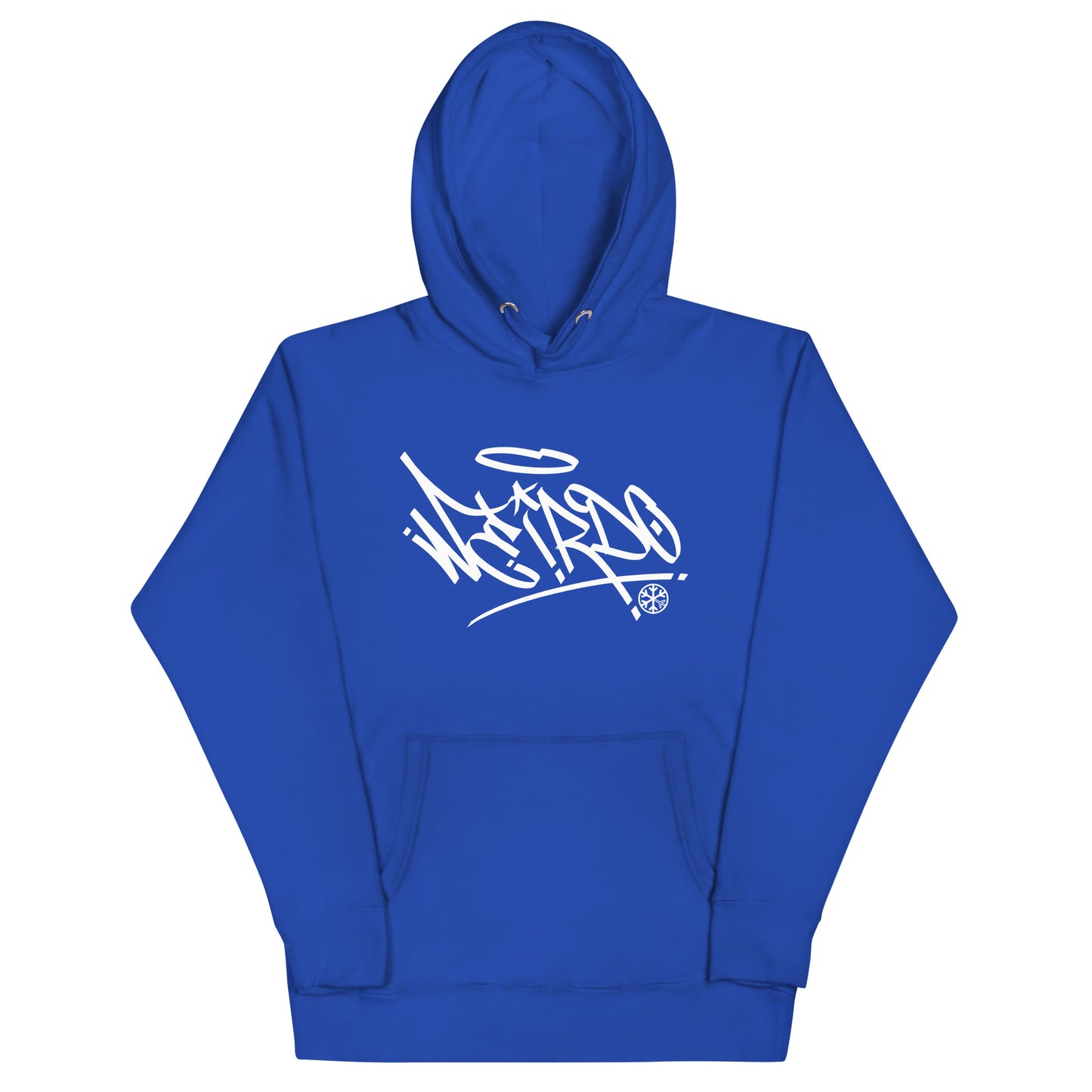 Blue-Weirdo Tag Graffiti Hoodie from B.Different Clothing, front view, graffiti-inspired streetwear