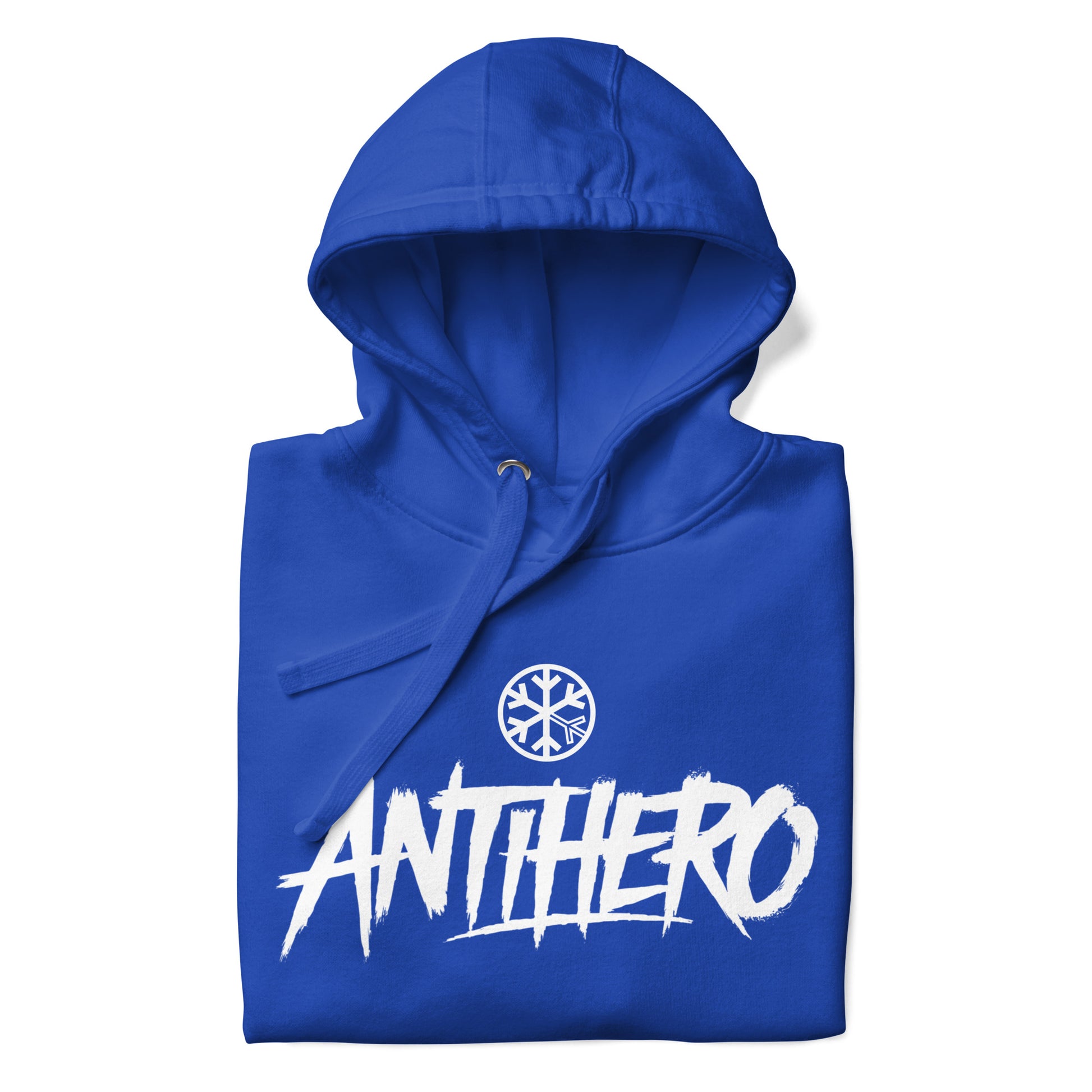Blue-Antihero Graffiti Tag Hoodie from B.Different Clothing, folded, graffiti-inspired streetwear