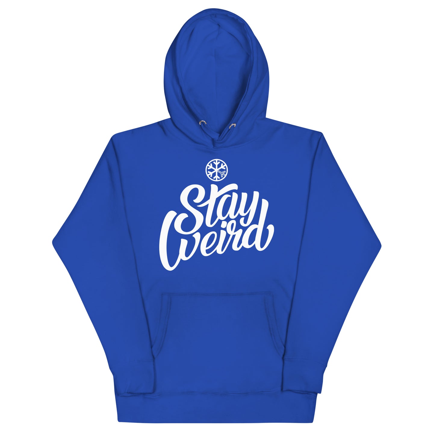 Blue-Stay Weird Hoodie from B.Different Clothing, front view, graffiti-inspired streetwear