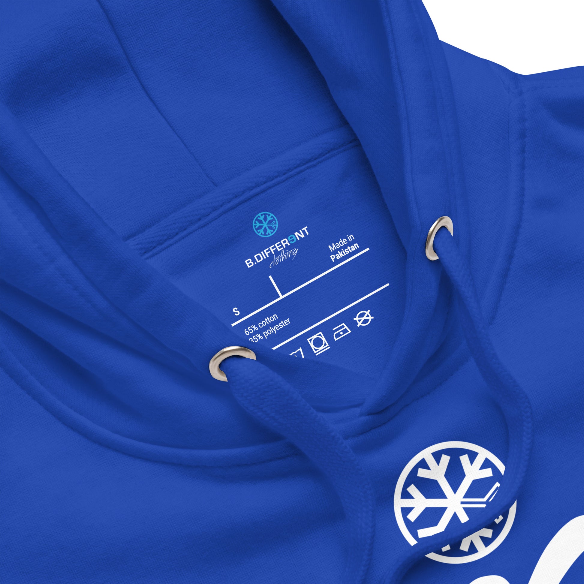 Blue-Stay Weird Hoodie from B.Different Clothing, collar, graffiti-inspired streetwear