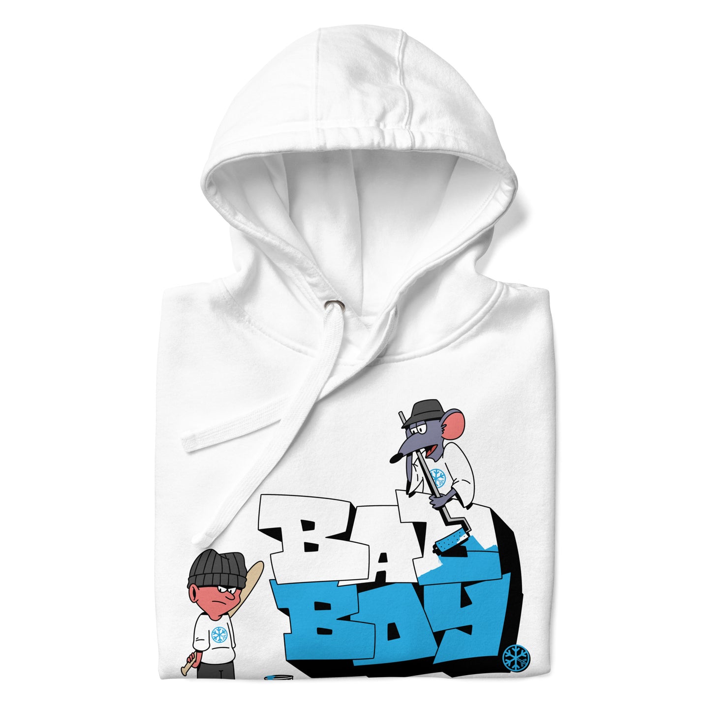 White-Bad Boy Graffiti Hoodie from B.Different Clothing, folded, graffiti-inspired streetwear