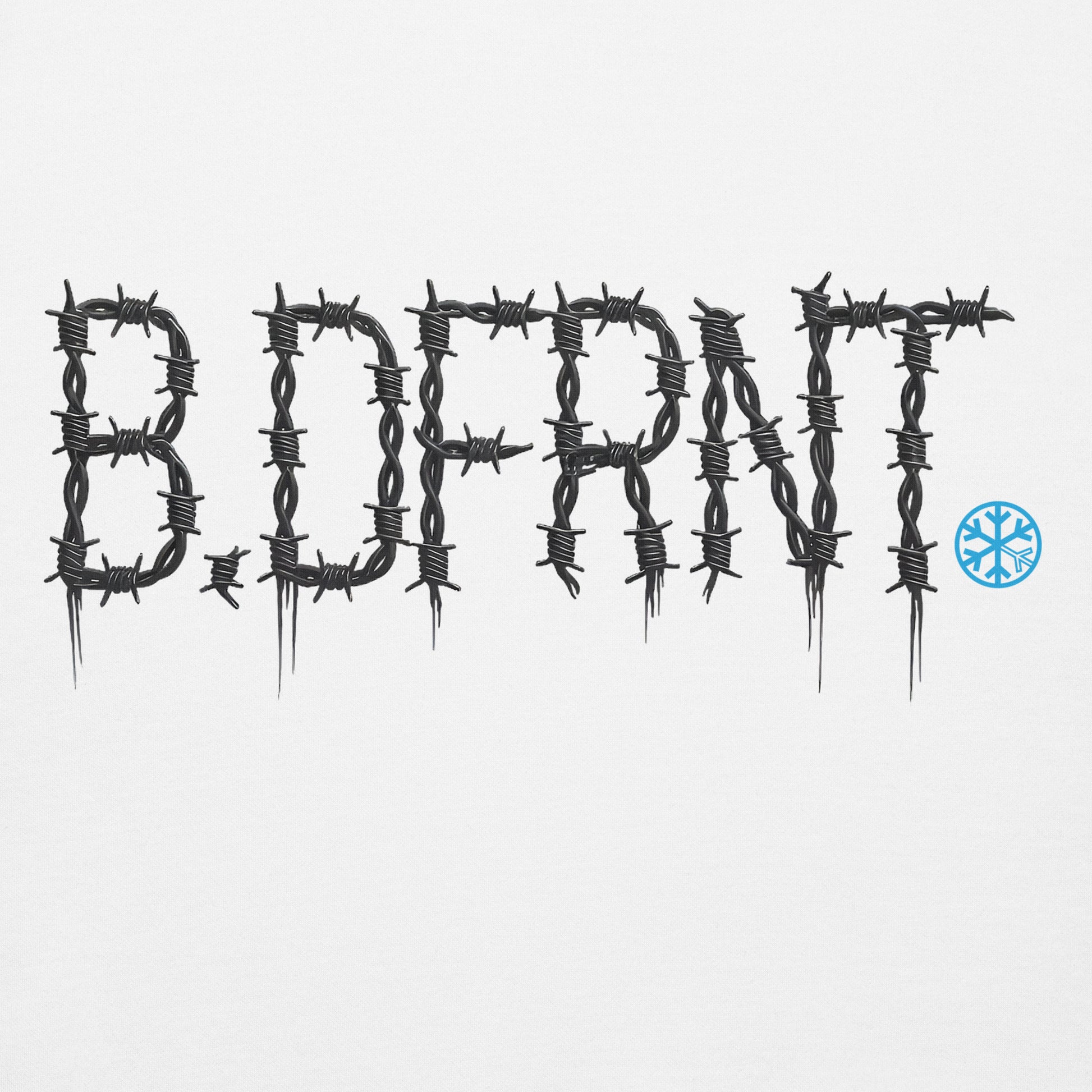 White-B.DFRNT Barbed Wire Hoodie from B.Different Clothing, graphic, graffiti-inspired streetwear