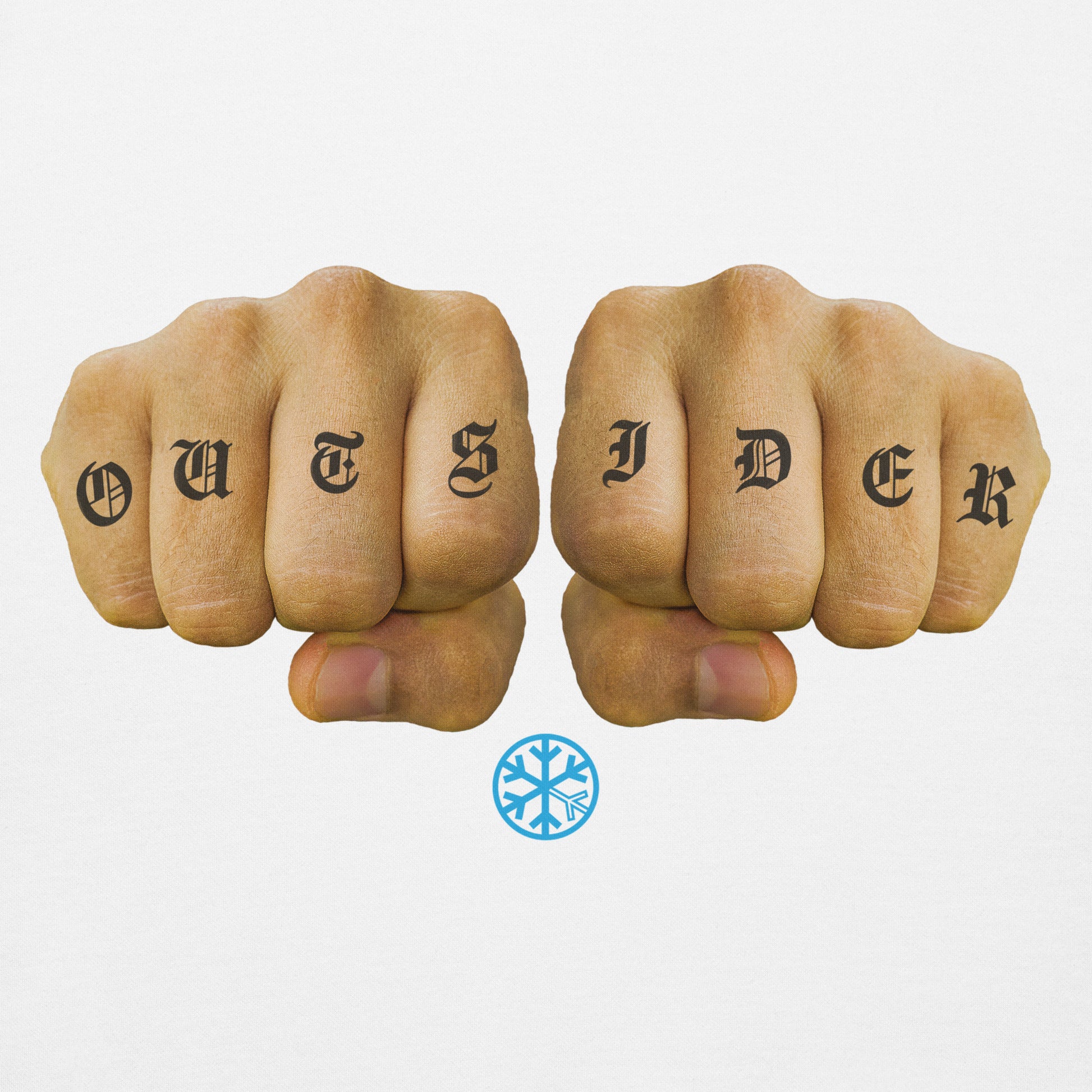 White-Outsider Tattoo Hoodie from B.Different Clothing, graphic, graffiti-inspired streetwear