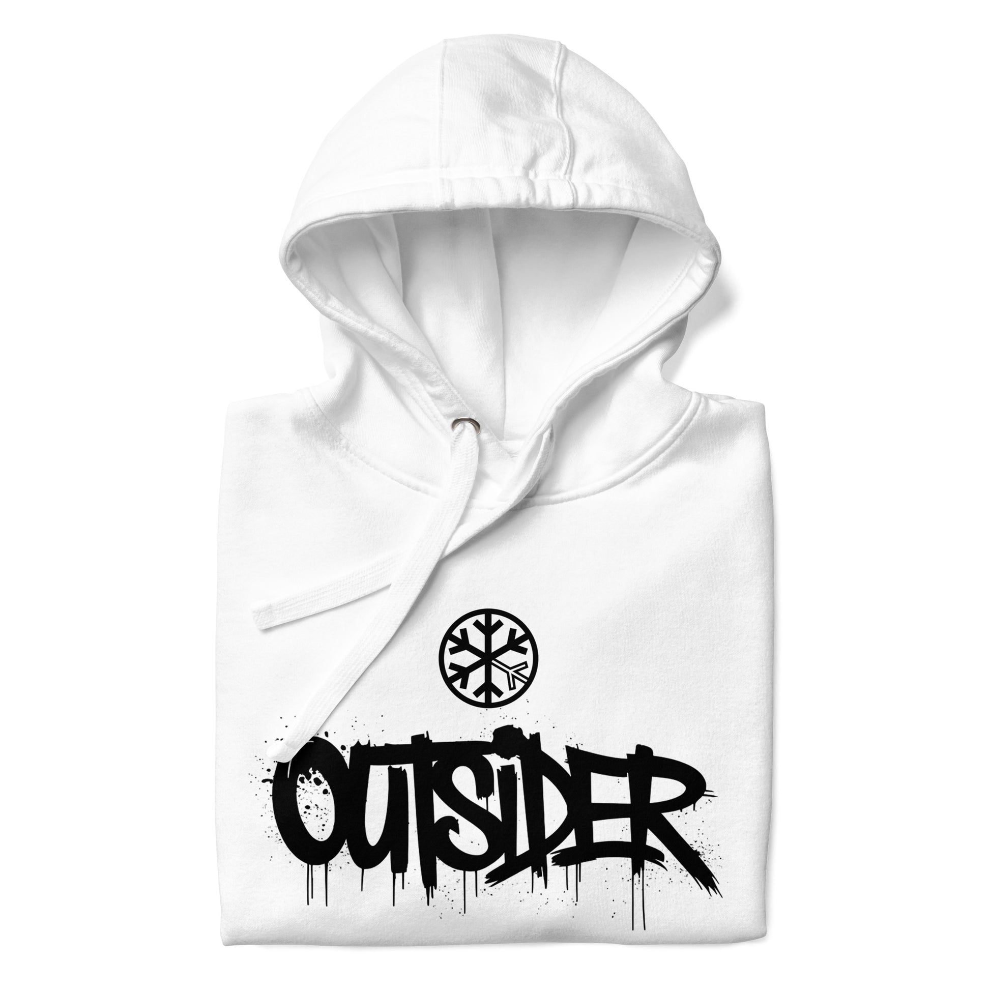 White-Outsider Graffiti Tag Sweatshirt from B.Different Clothing, folded, graffiti-inspired streetwear