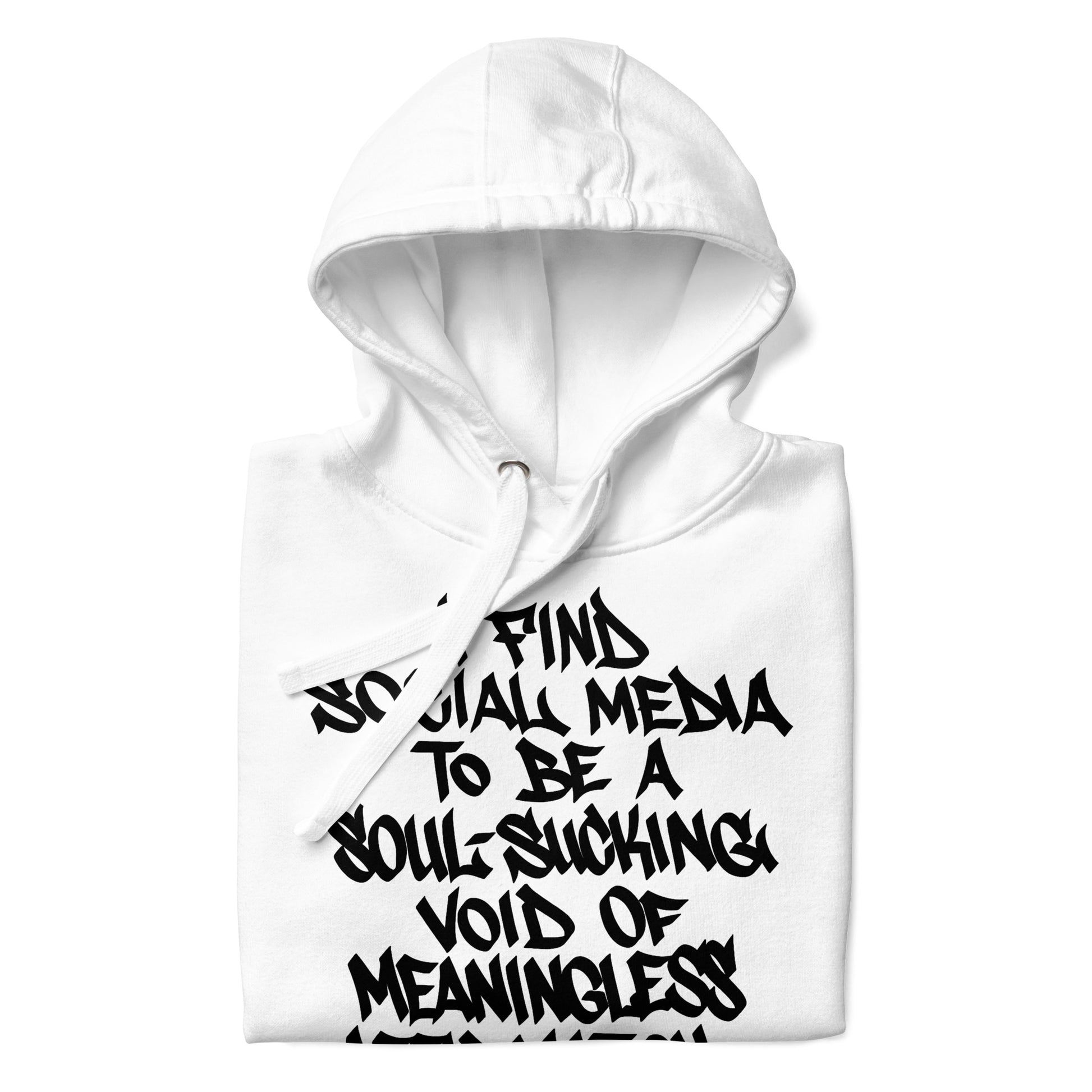 White-Social Media Graffiti Tag Hoodie from B.Different Clothing, folded, graffiti-inspired streetwear