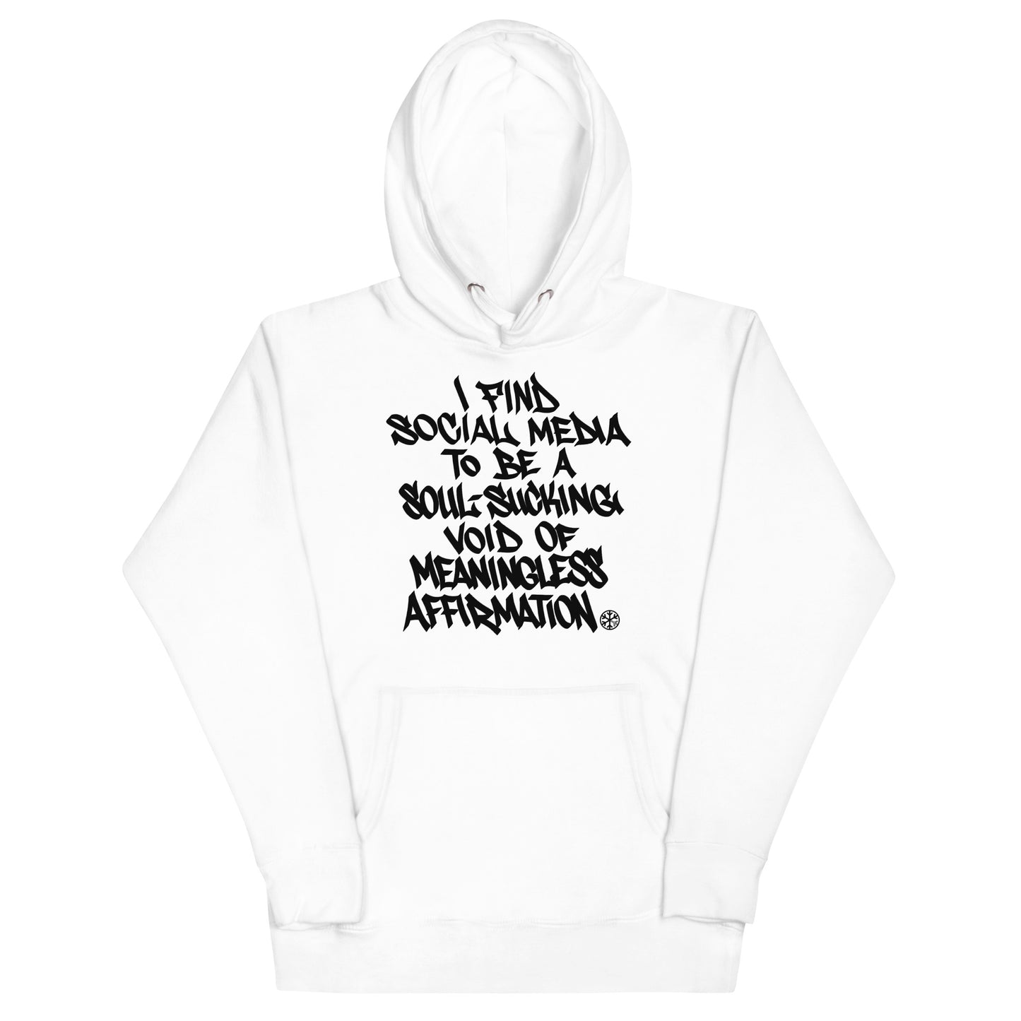 White-Social Media Graffiti Tag Hoodie from B.Different Clothing, front view, graffiti-inspired streetwear