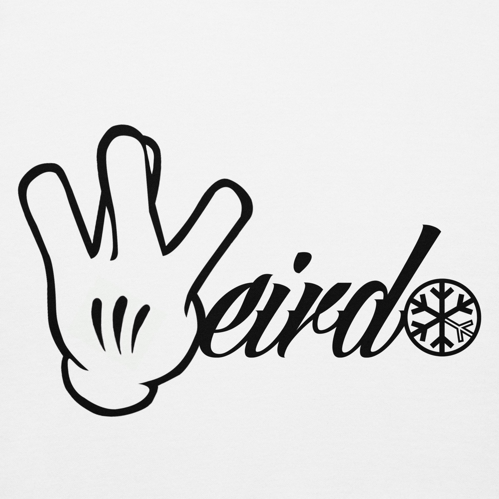 White-Weirdo Hand Sign Hoodie from B.Different Clothing, graphic, graffiti-inspired streetwear