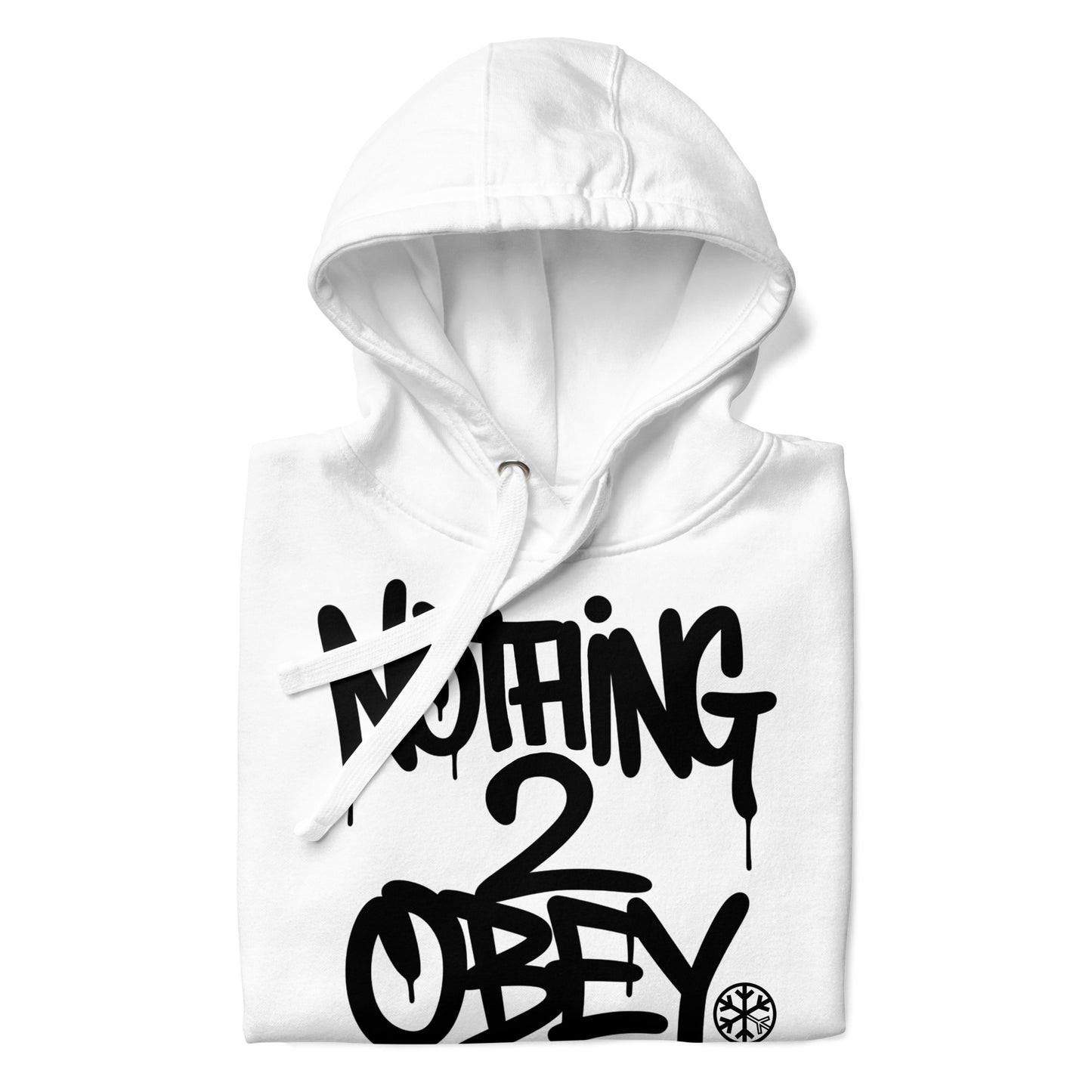 White-Nothing 2 Obey Graffiti Hoodie from B.Different Clothing, folded, graffiti-inspired streetwear