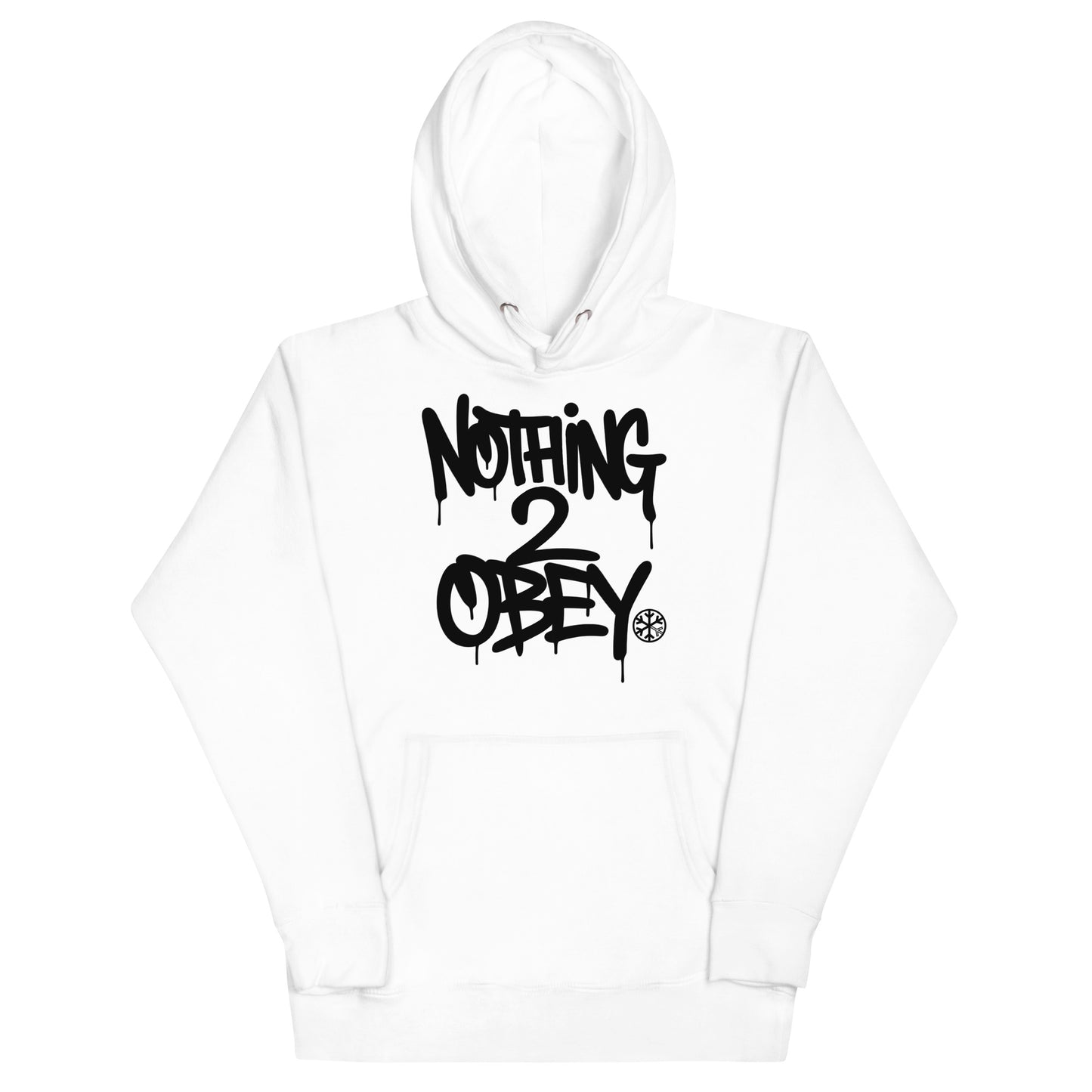 White-Nothing 2 Obey Graffiti Hoodie from B.Different Clothing, front view, graffiti-inspired streetwear
