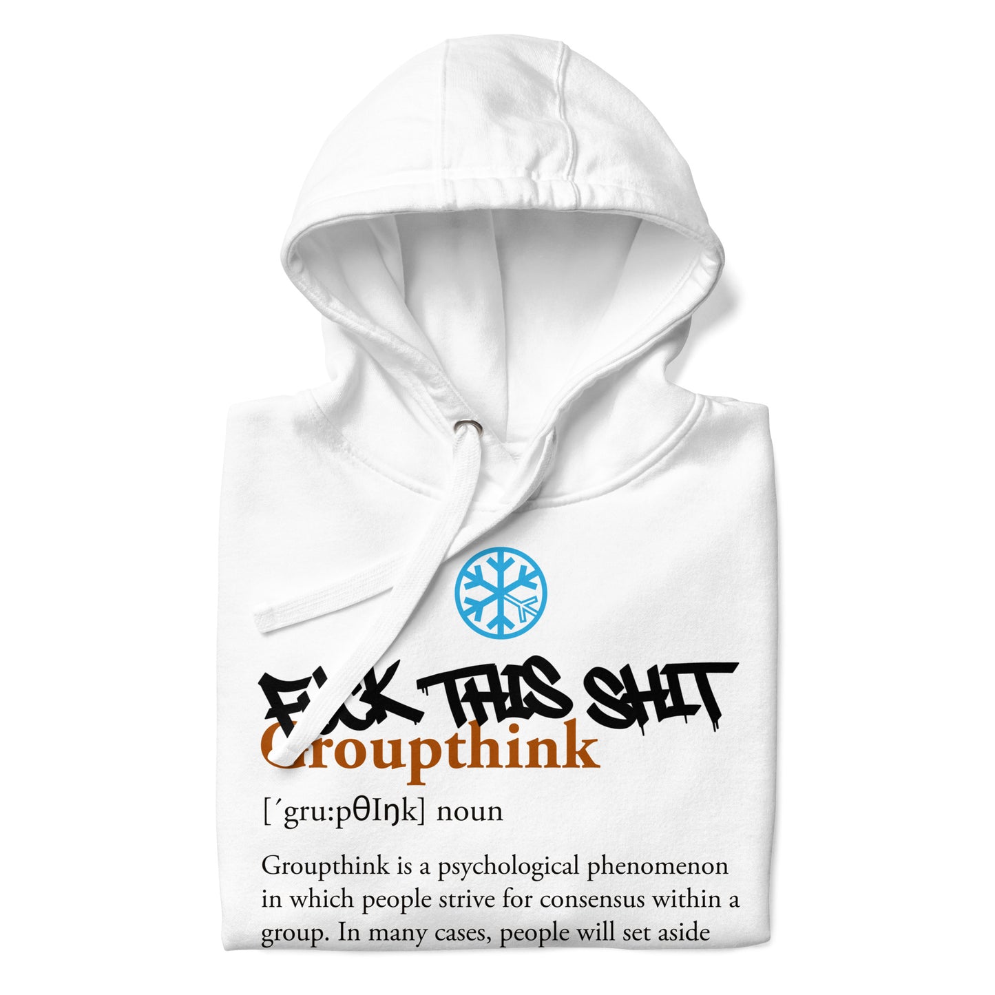 White-Groupthink Graffiti Hoodie from B.Different Clothing, folded, graffiti-inspired streetwear