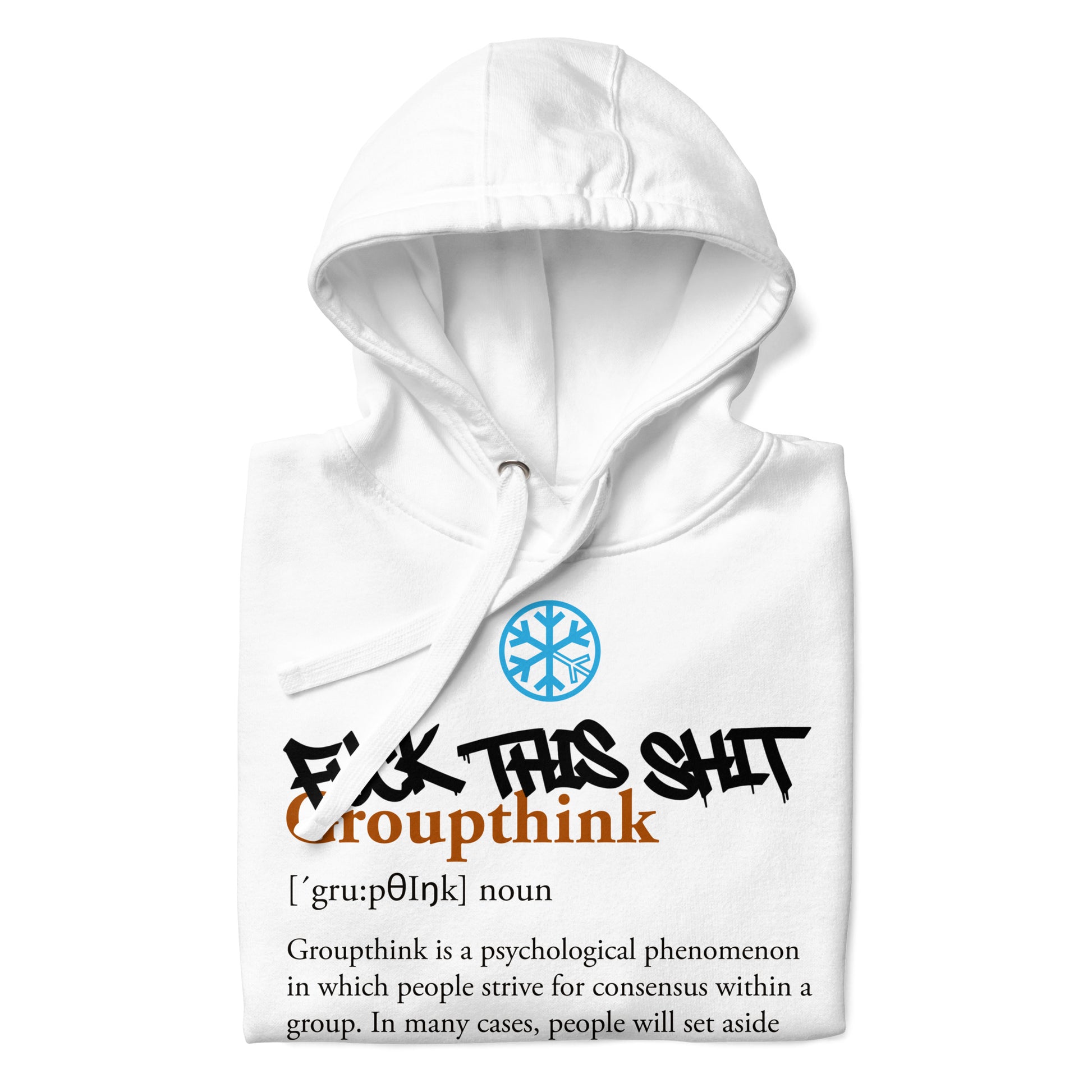 White-Groupthink Graffiti Hoodie from B.Different Clothing, folded, graffiti-inspired streetwear