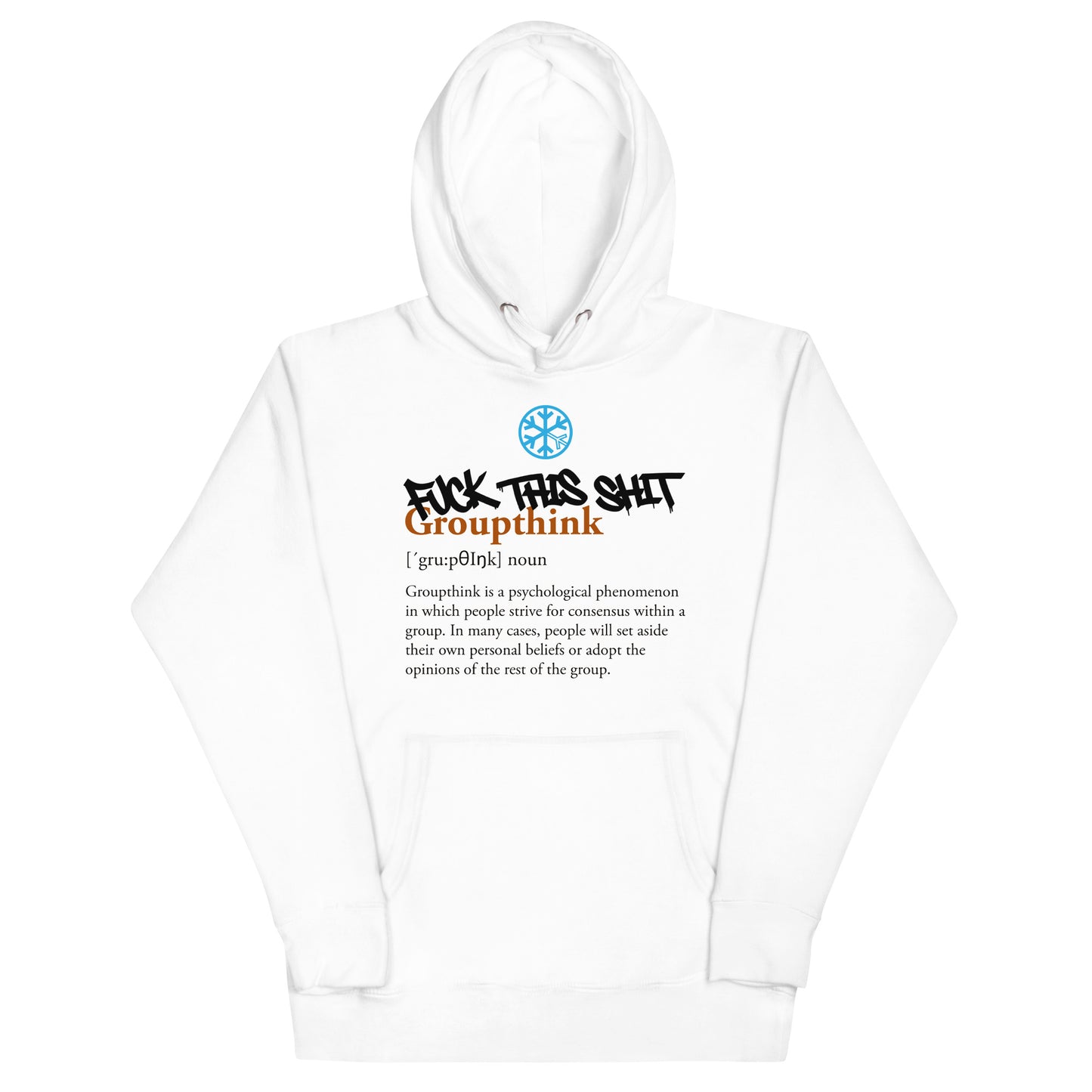 White-Groupthink Graffiti Hoodie from B.Different Clothing, front view, graffiti-inspired streetwear