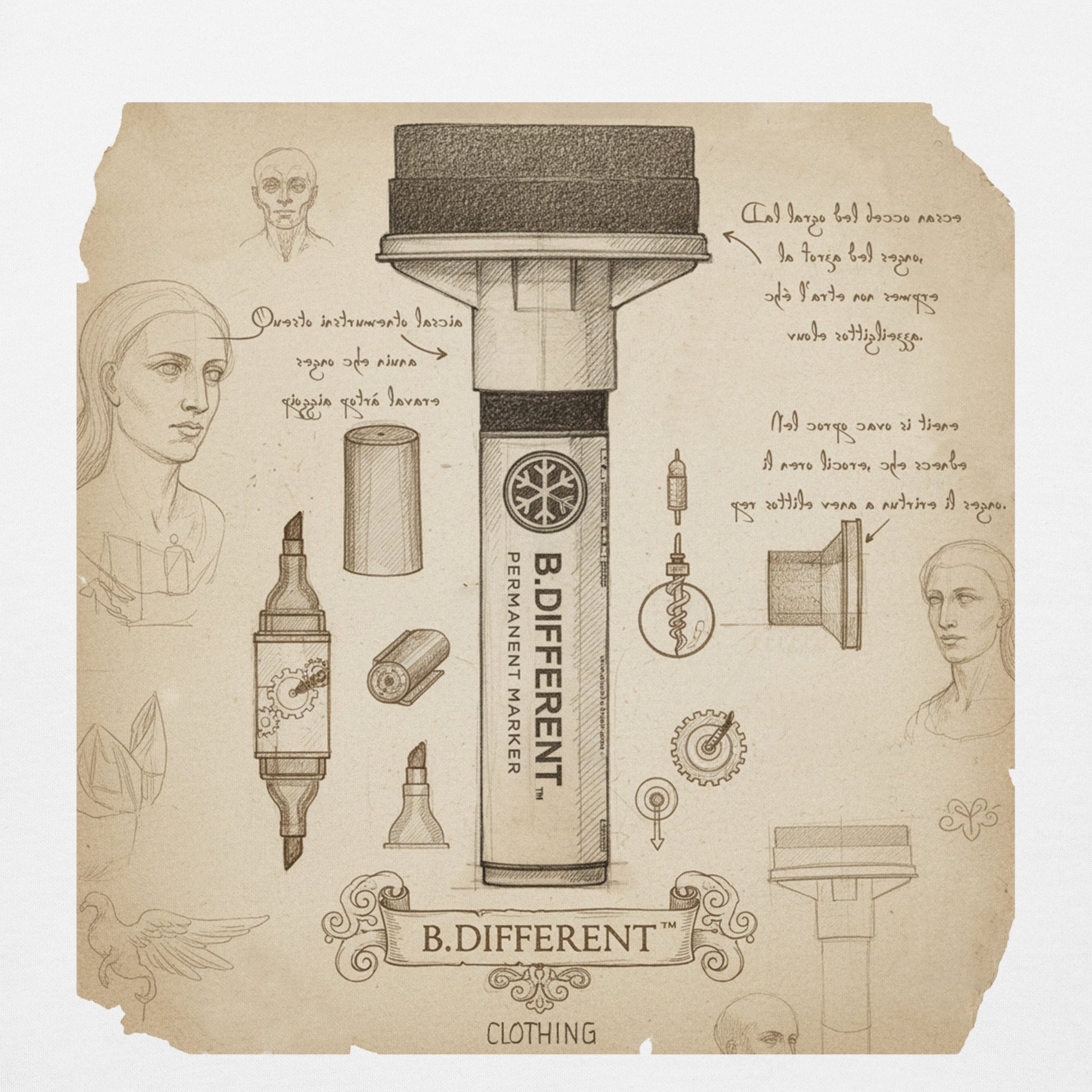 White-Marker Sketch Graffiti Hoodie from B.Different Clothing, graphic, graffiti-inspired streetwear