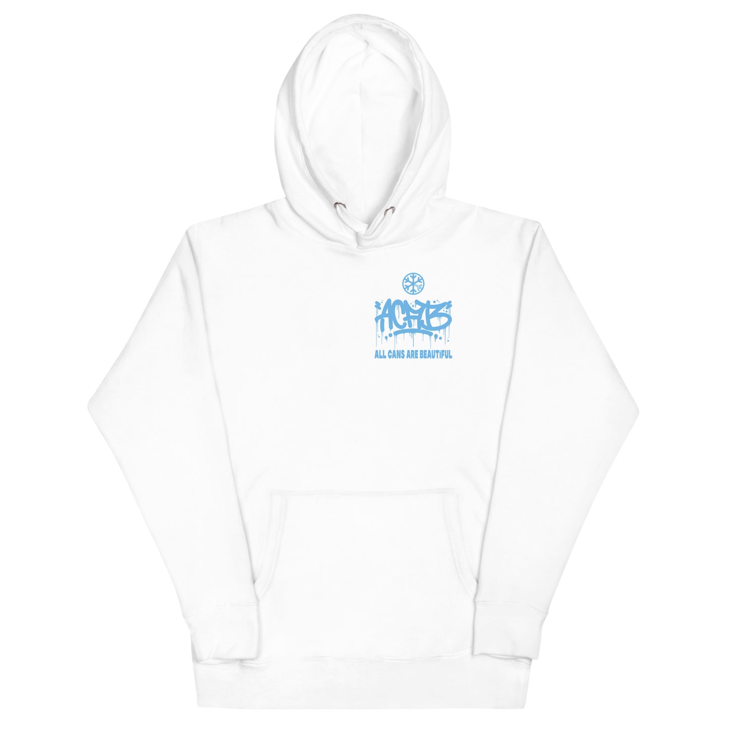 White-ACAB Graffiti Character Hoodie from B.Different Clothing, front view, graffiti-inspired streetwear