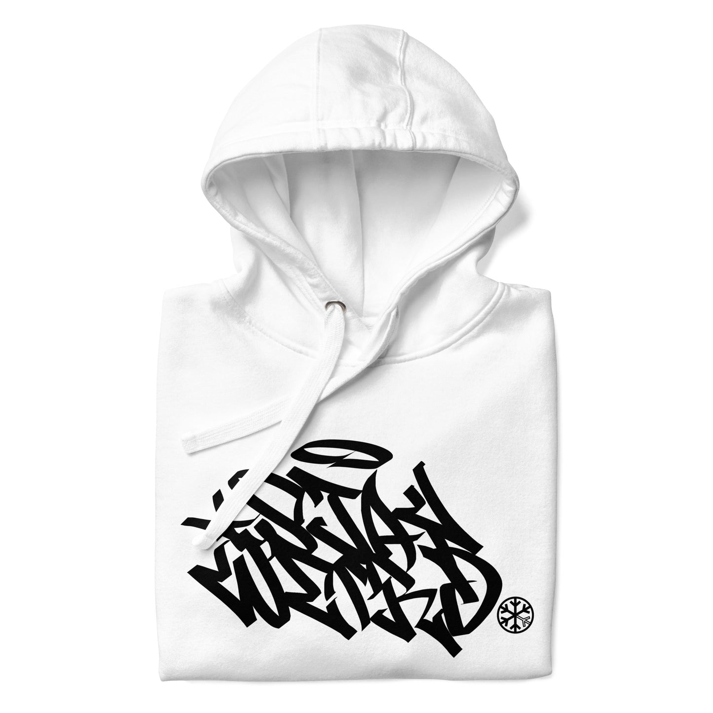White-Stay Weird Graffiti Tag Hoodie from B.Different Clothing, folded, graffiti-inspired streetwear
