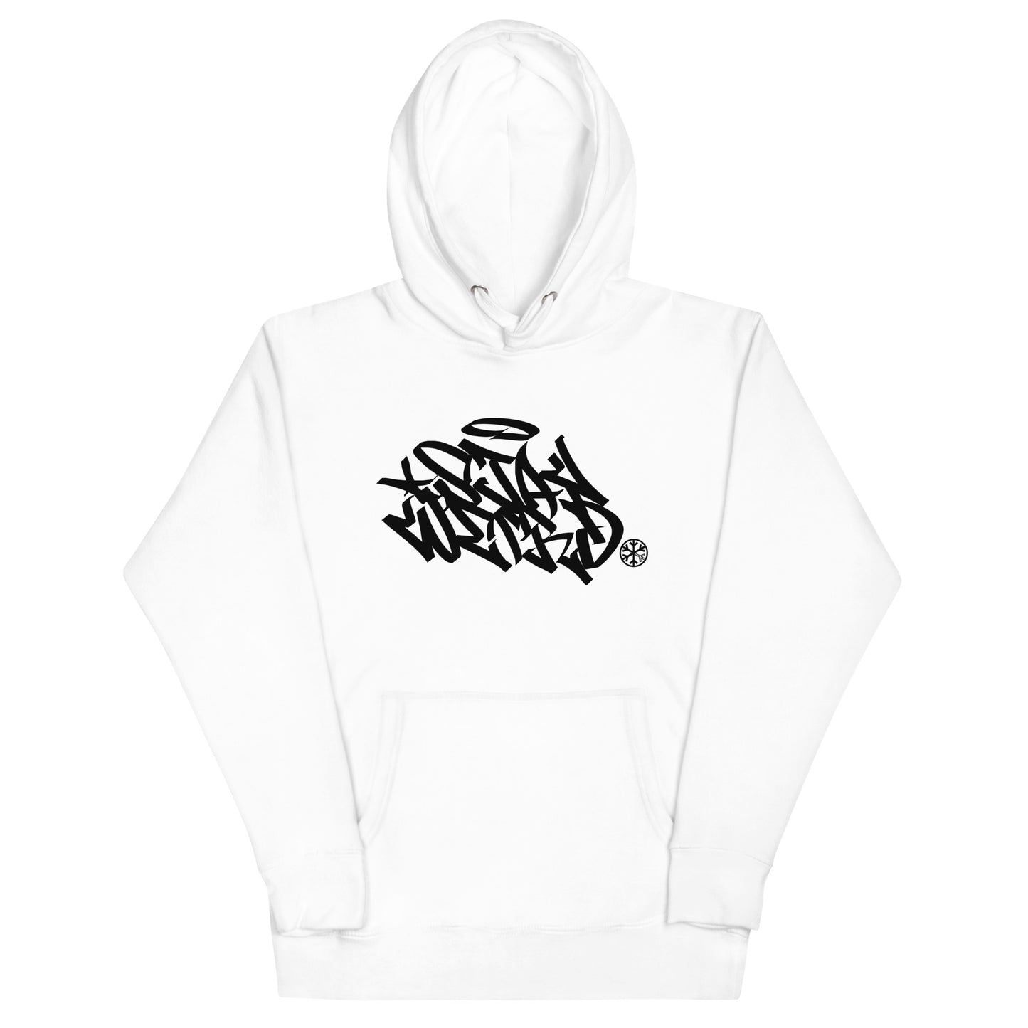 White-Stay Weird Graffiti Tag Hoodie from B.Different Clothing, front view, graffiti-inspired streetwear