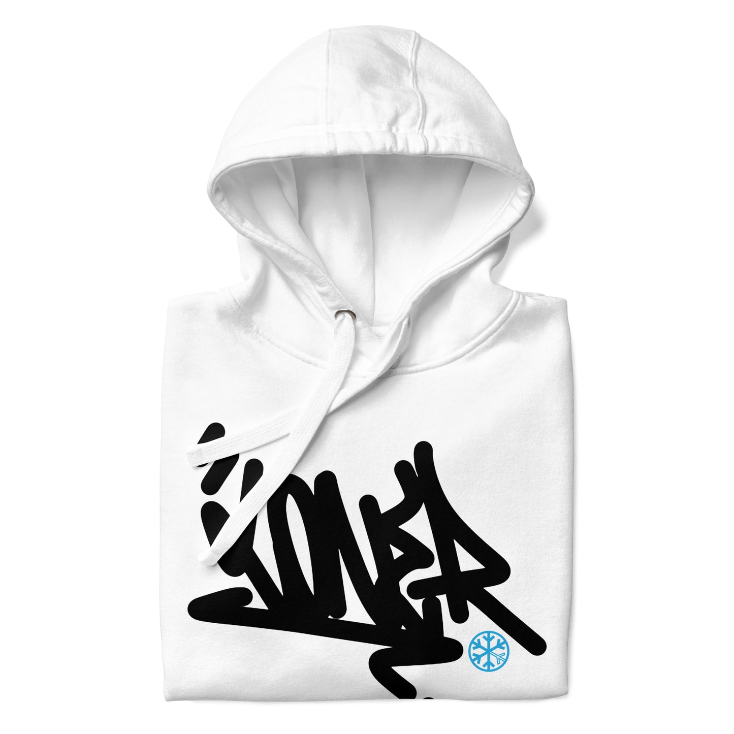 White-Loner Graffiti Tag Hoodie from B.Different Clothing, folded, graffiti-inspired streetwear