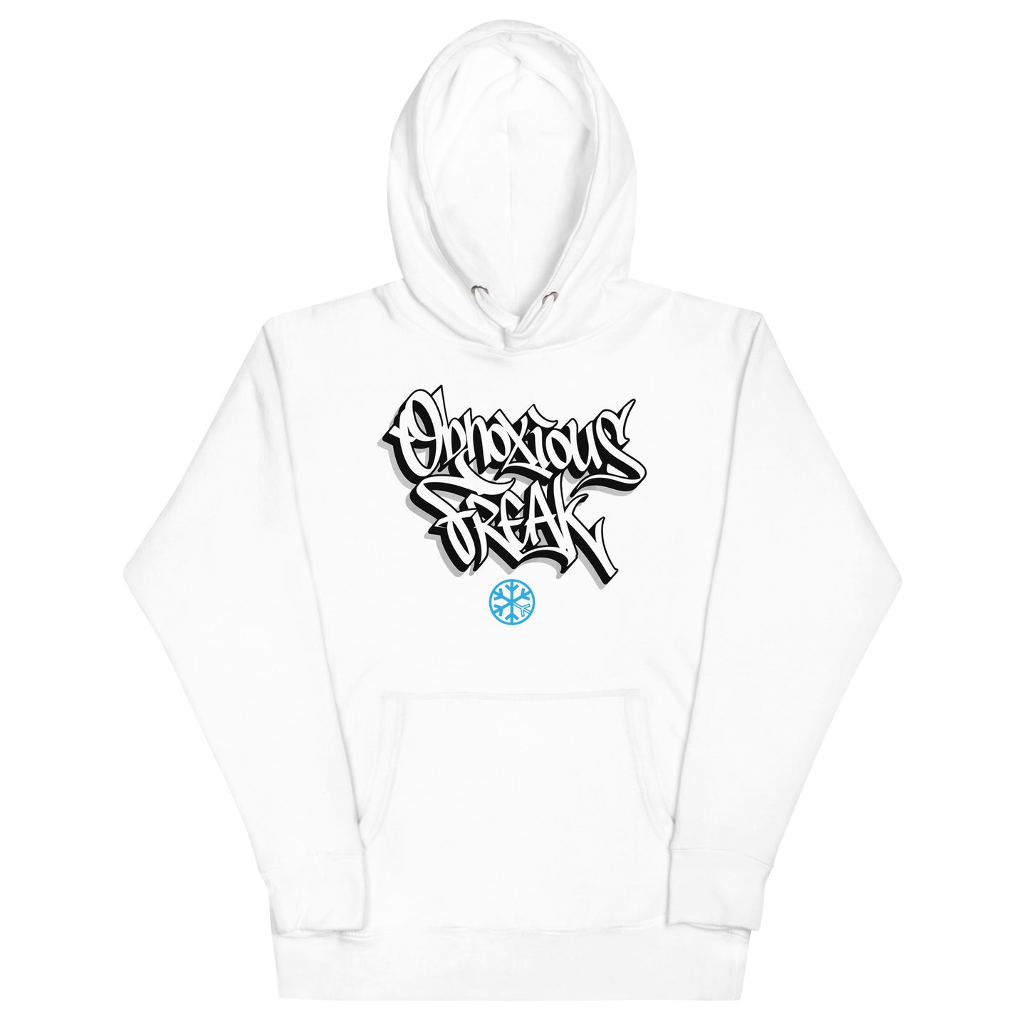 White-Obnoxious Freak Graffiti Hoodie from B.Different Clothing, front view, graffiti-inspired streetwear