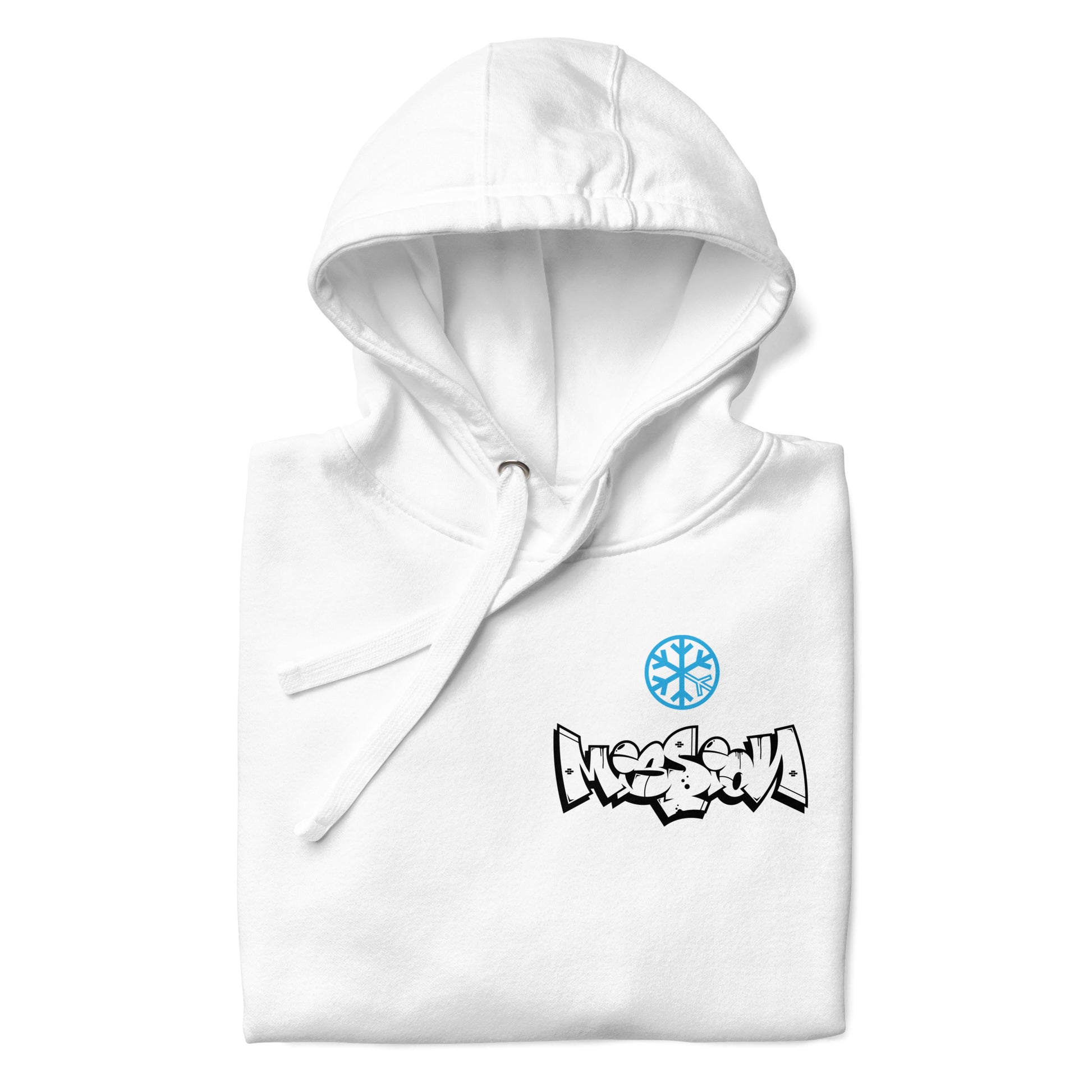 White-Mission Graffiti Character Hoodie from B.Different Clothing, folded, graffiti-inspired streetwear