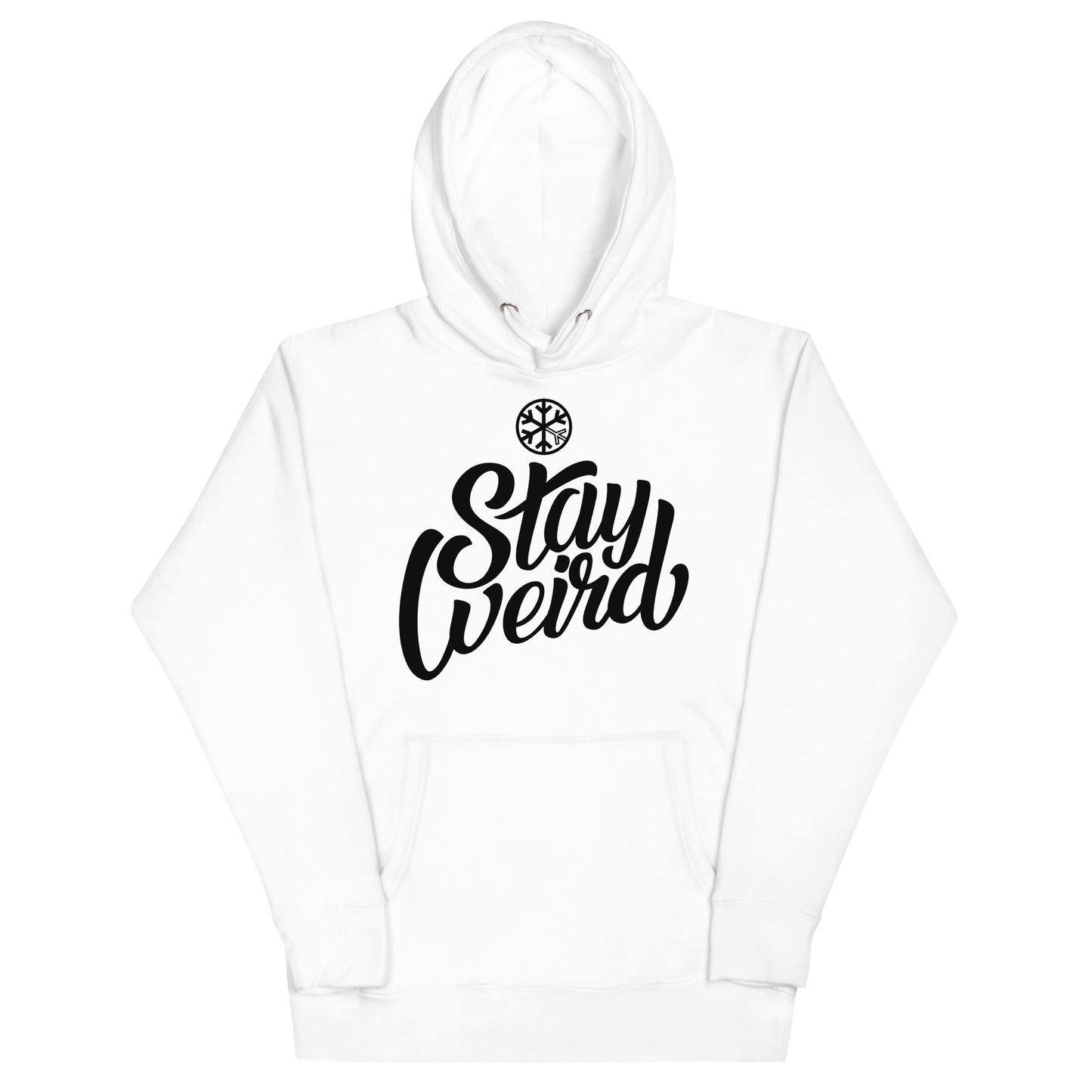 White-Stay Weird Hoodie from B.Different Clothing, front view, graffiti-inspired streetwear