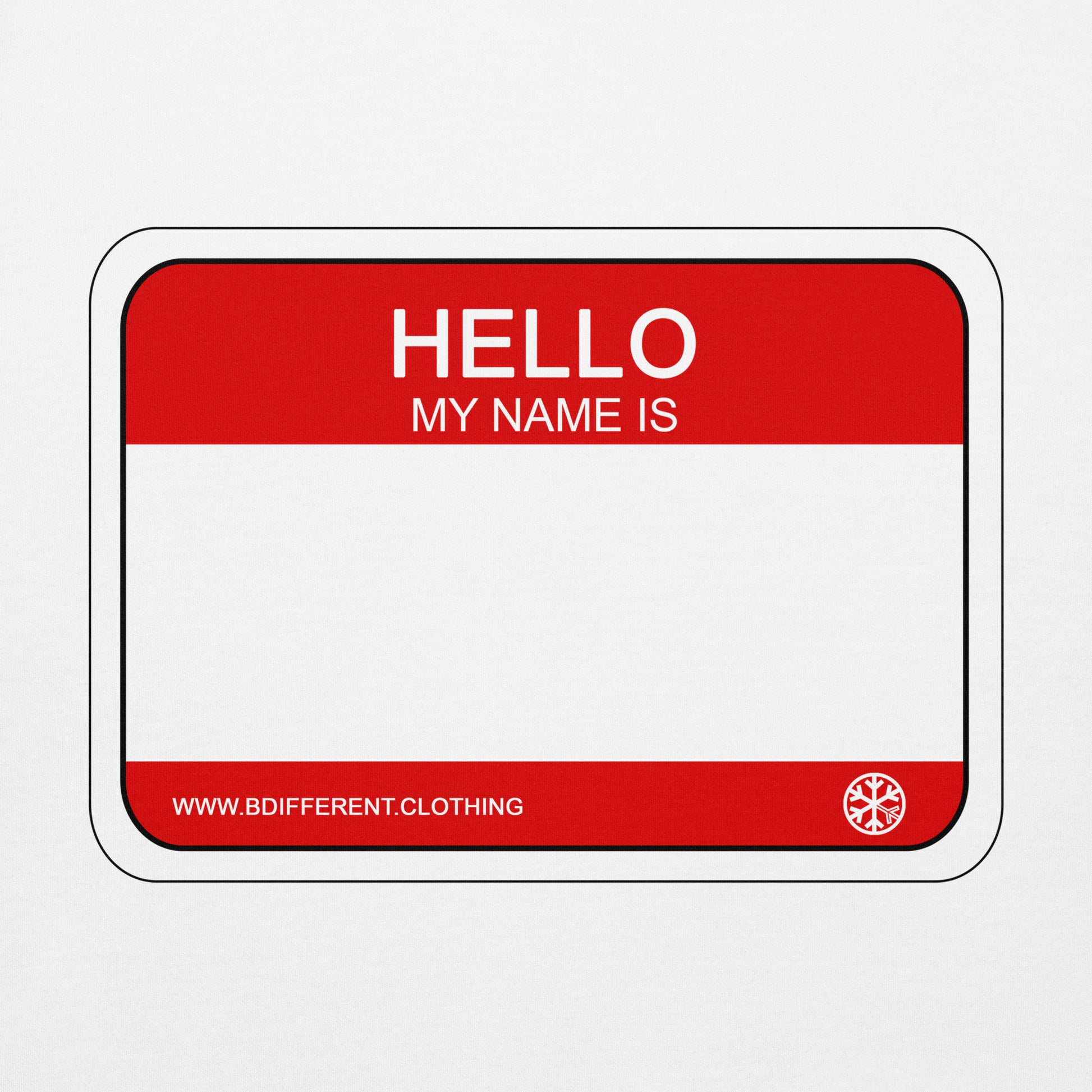 White-Hello My Name Is Sticker Graffiti Hoodie from B.Different Clothing, graphic, graffiti-inspired streetwear