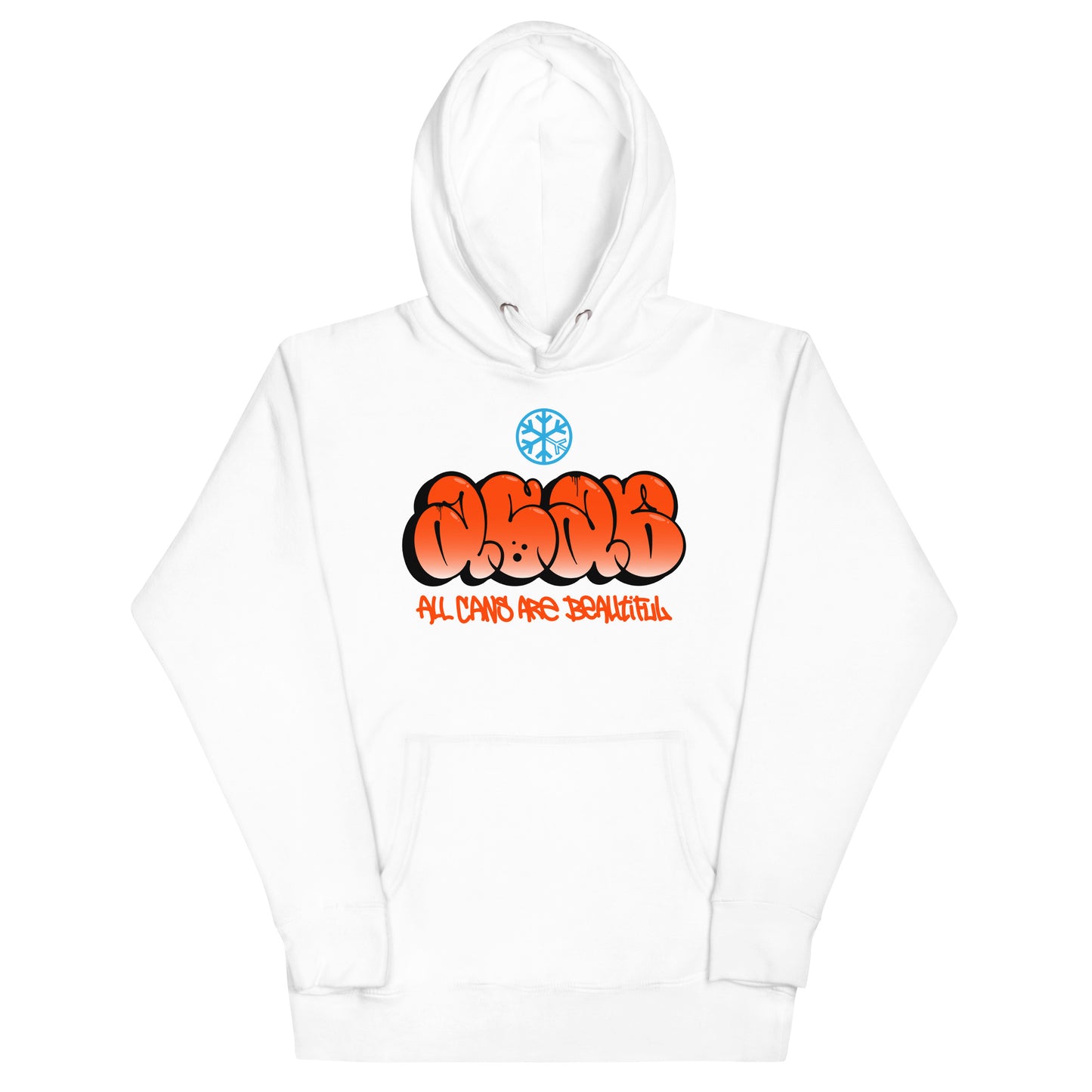 White-ACAB Graffiti Throw-up Hoodie from B.Different Clothing, front view, graffiti-inspired streetwear