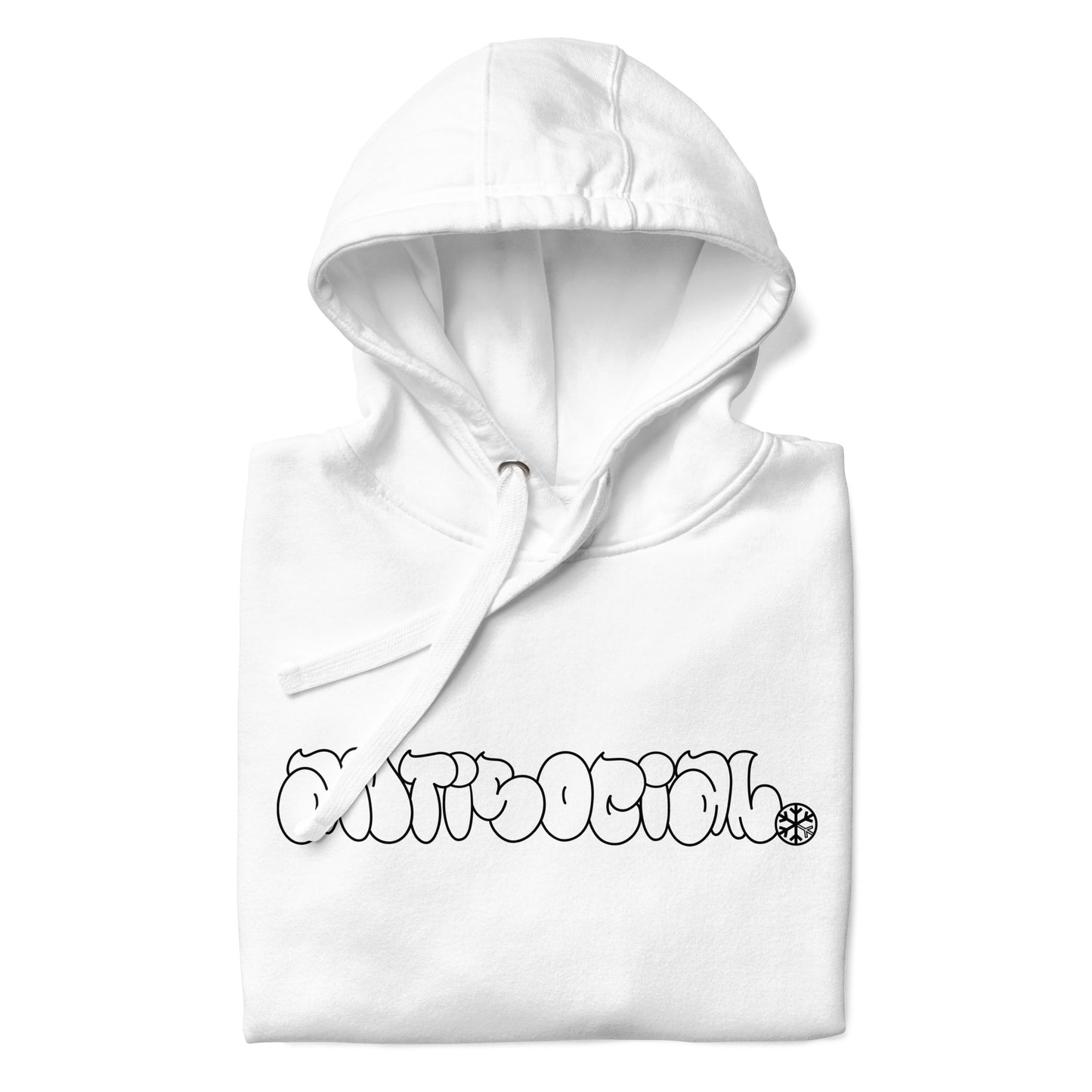 White-Antisocial Graffiti Hollow Hoodie from B.Different Clothing, folded, graffiti-inspired streetwear