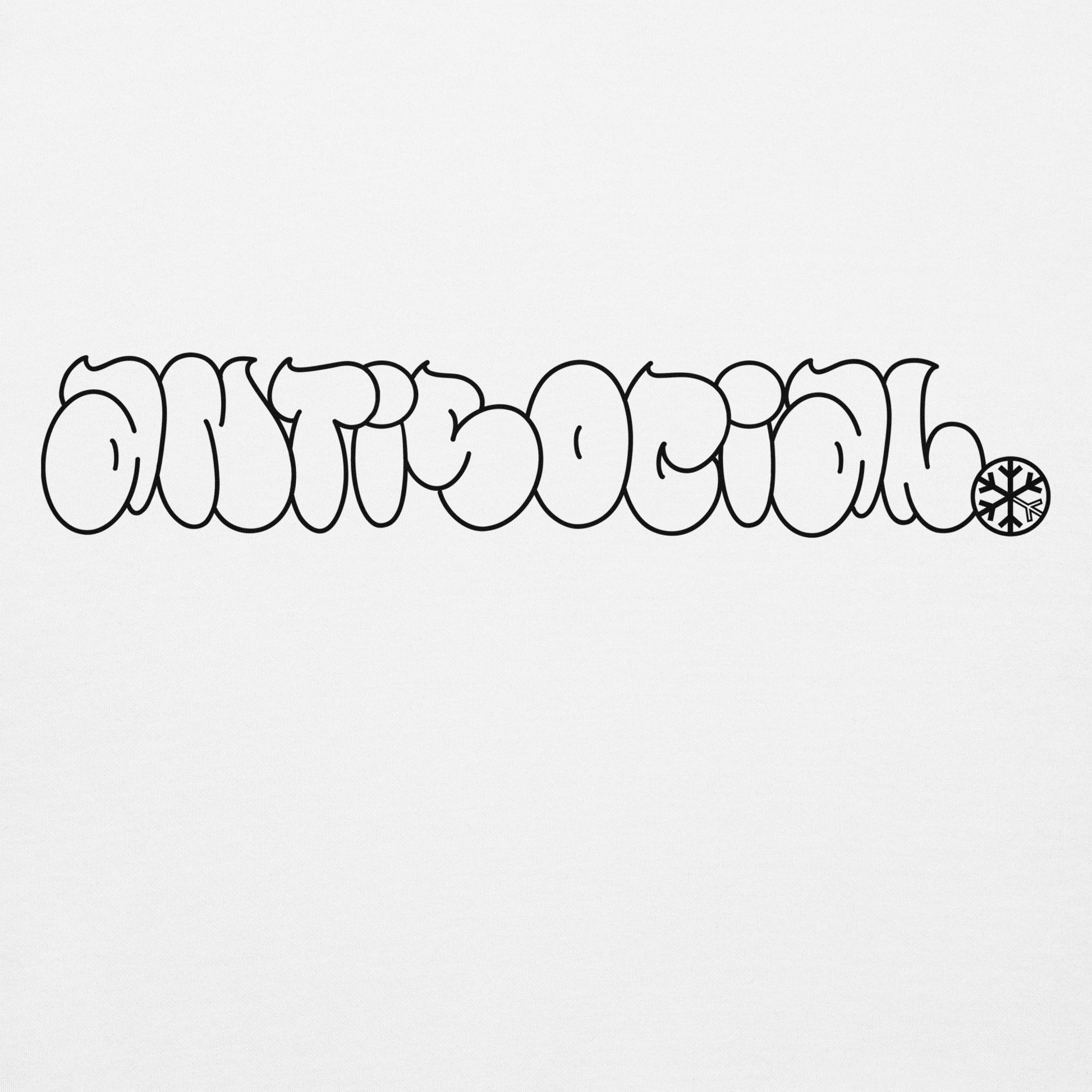 White-Antisocial Graffiti Hollow Hoodie from B.Different Clothing, graphic, graffiti-inspired streetwear