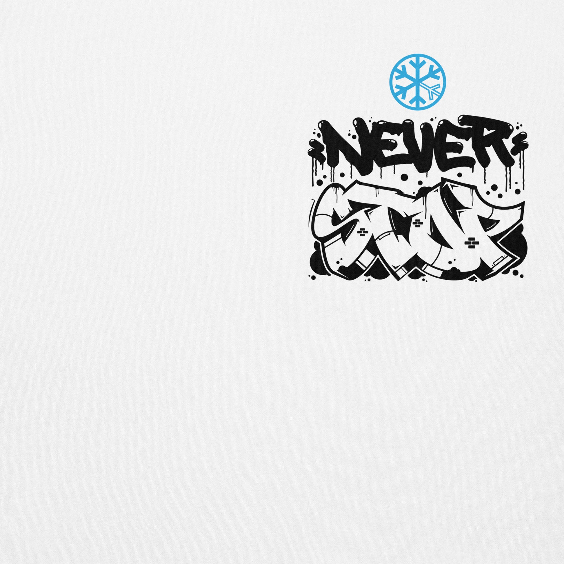White-Never Stop Graffiti Character Hoodie from B.Different Clothing, front graphic, graffiti-inspired streetwear