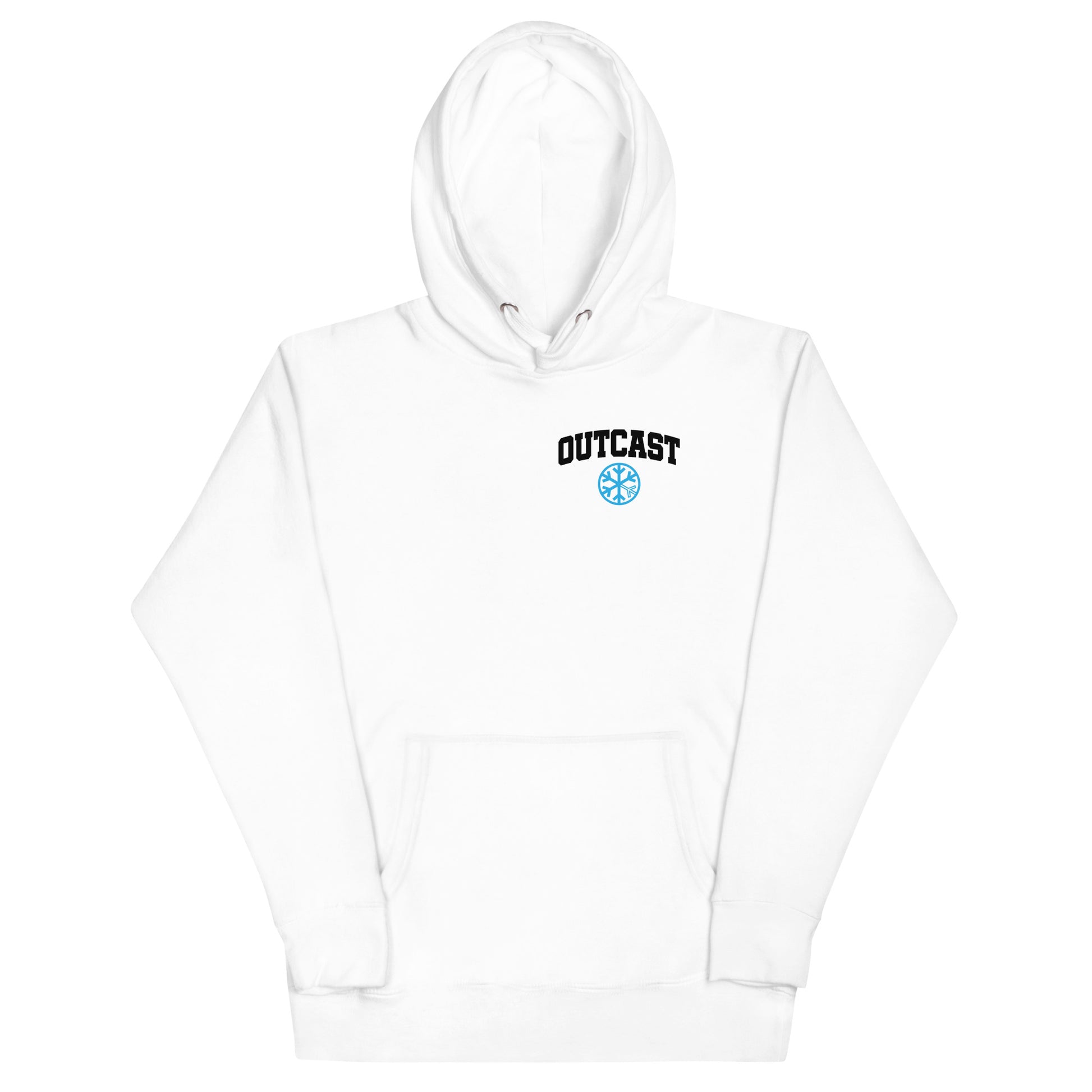 White-Outcast Graffiti Character Hoodie from B.Different Clothing, front view, graffiti-inspired streetwear