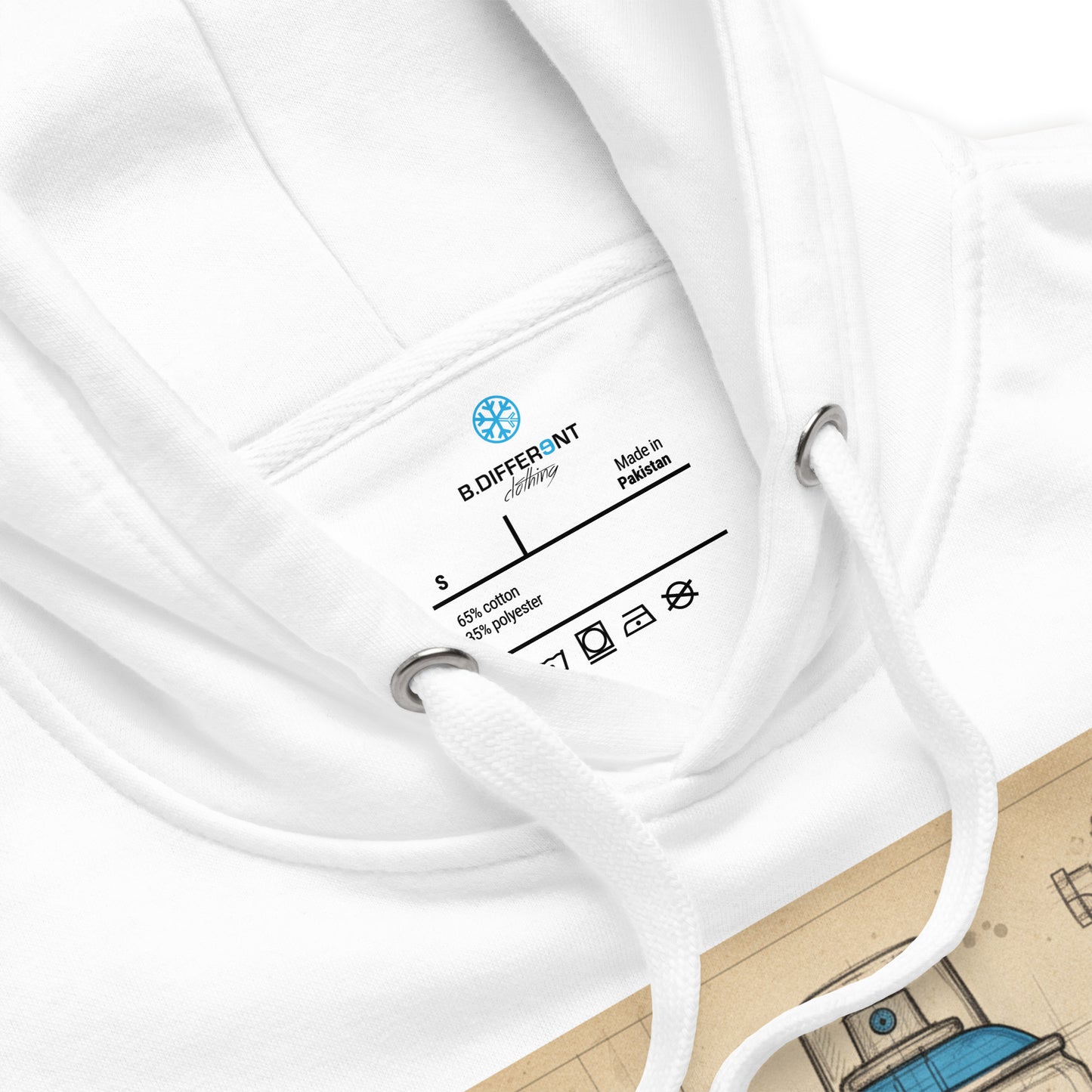 White-Spray Can Sketch Graffiti Hoodie from B.Different Clothing, collar, graffiti-inspired streetwear