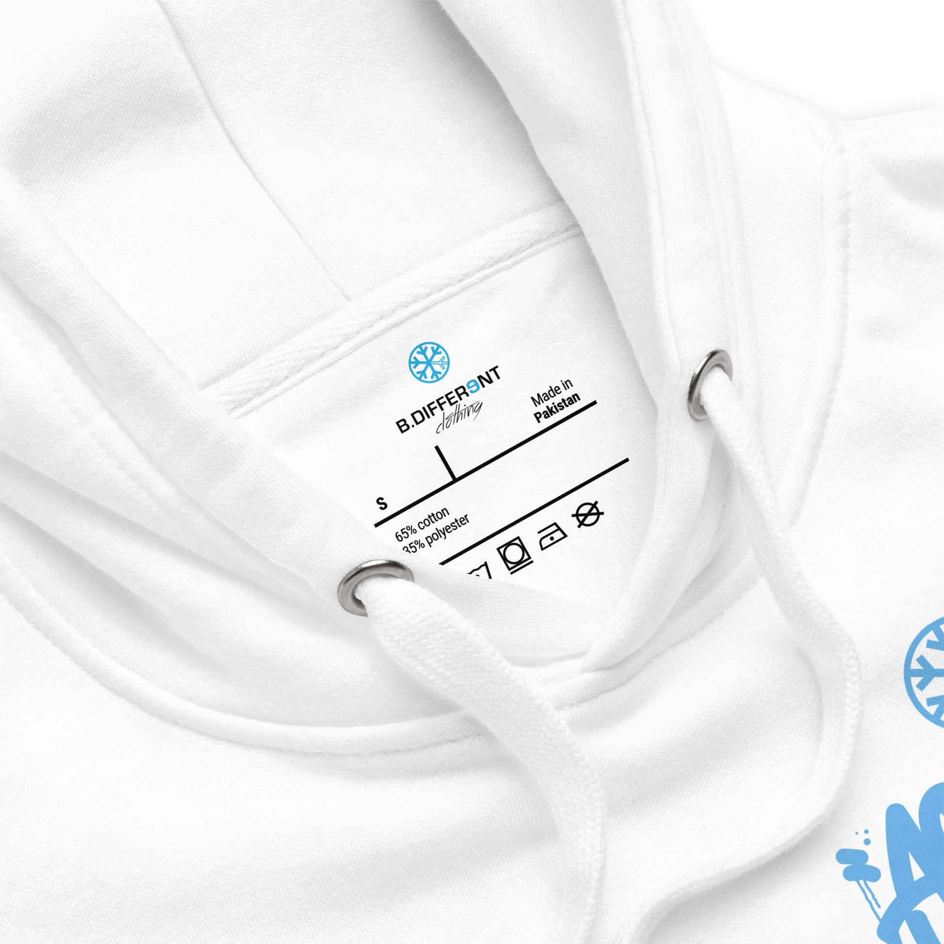 White-ACAB Graffiti Character Hoodie from B.Different Clothing, collar, graffiti-inspired streetwear