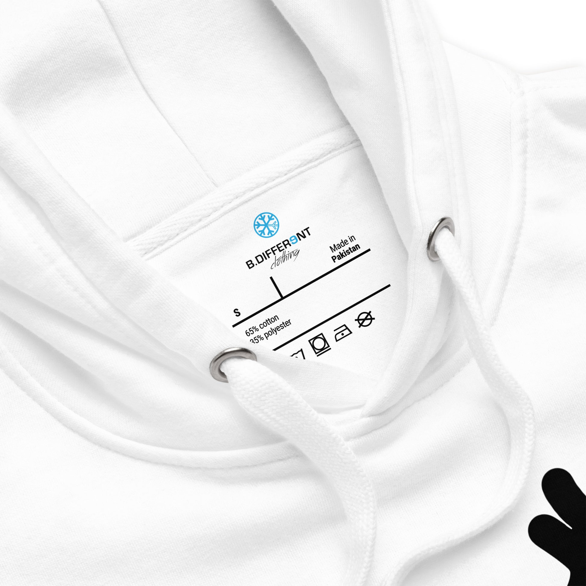 White-Loner Graffiti Tag Hoodie from B.Different Clothing, collar, graffiti-inspired streetwear