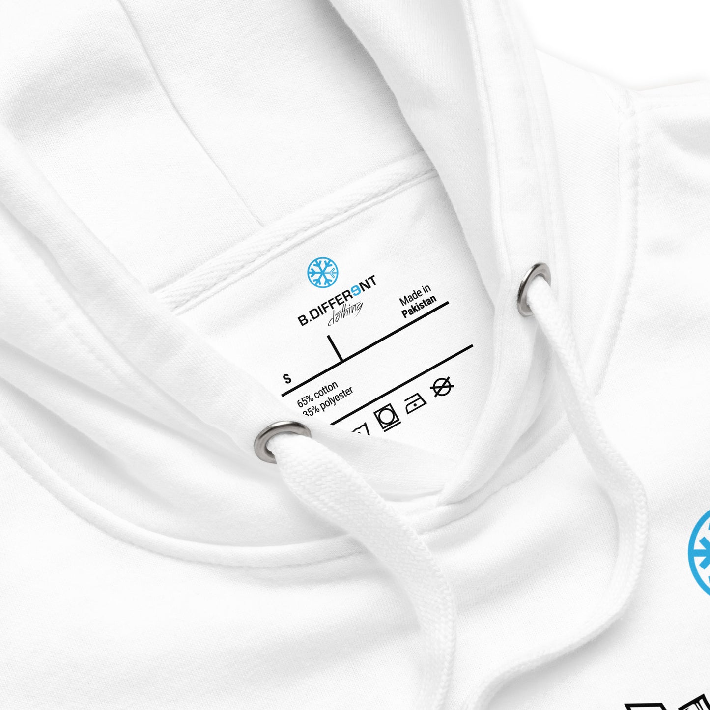 White-Mission Graffiti Character Hoodie from B.Different Clothing, collar, graffiti-inspired streetwear