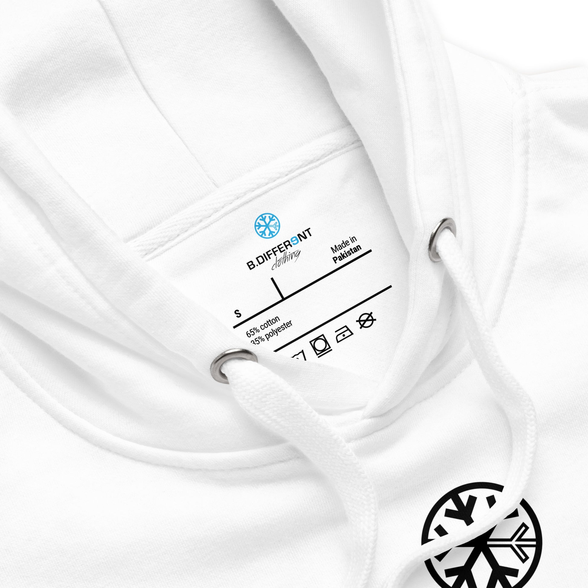 White-Loony Graffiti Tag Hoodie from B.Different Clothing, collar, graffiti-inspired streetwear