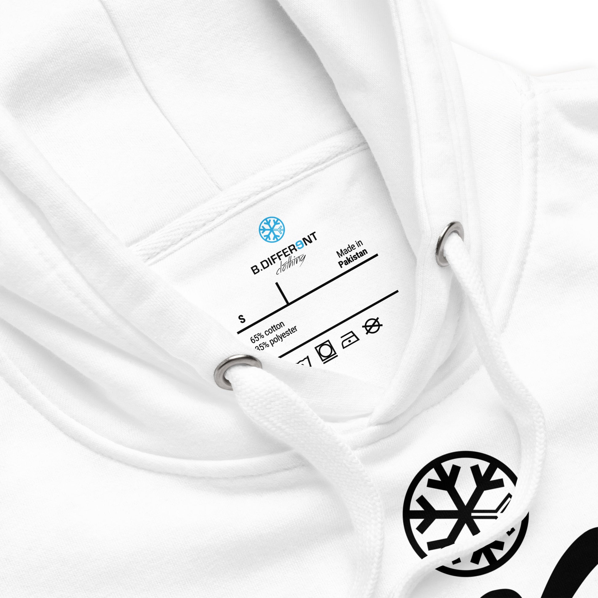 White-Stay Weird Hoodie from B.Different Clothing, collar, graffiti-inspired streetwear