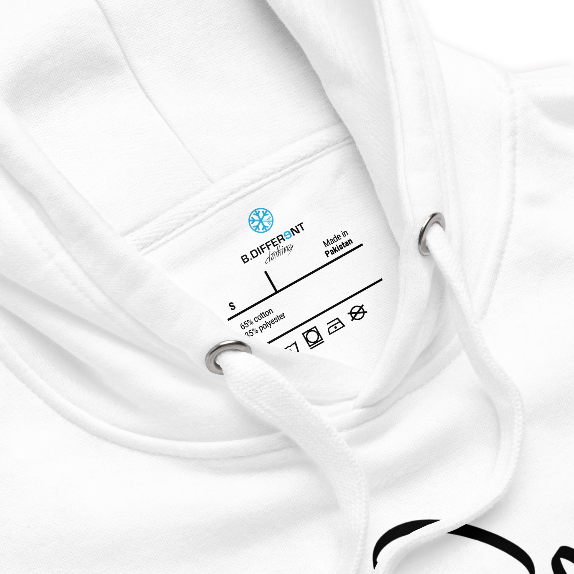 White-B.Different Clothing Graffiti Tag Hoodie from B.Different Clothing, collar, graffiti-inspired streetwear