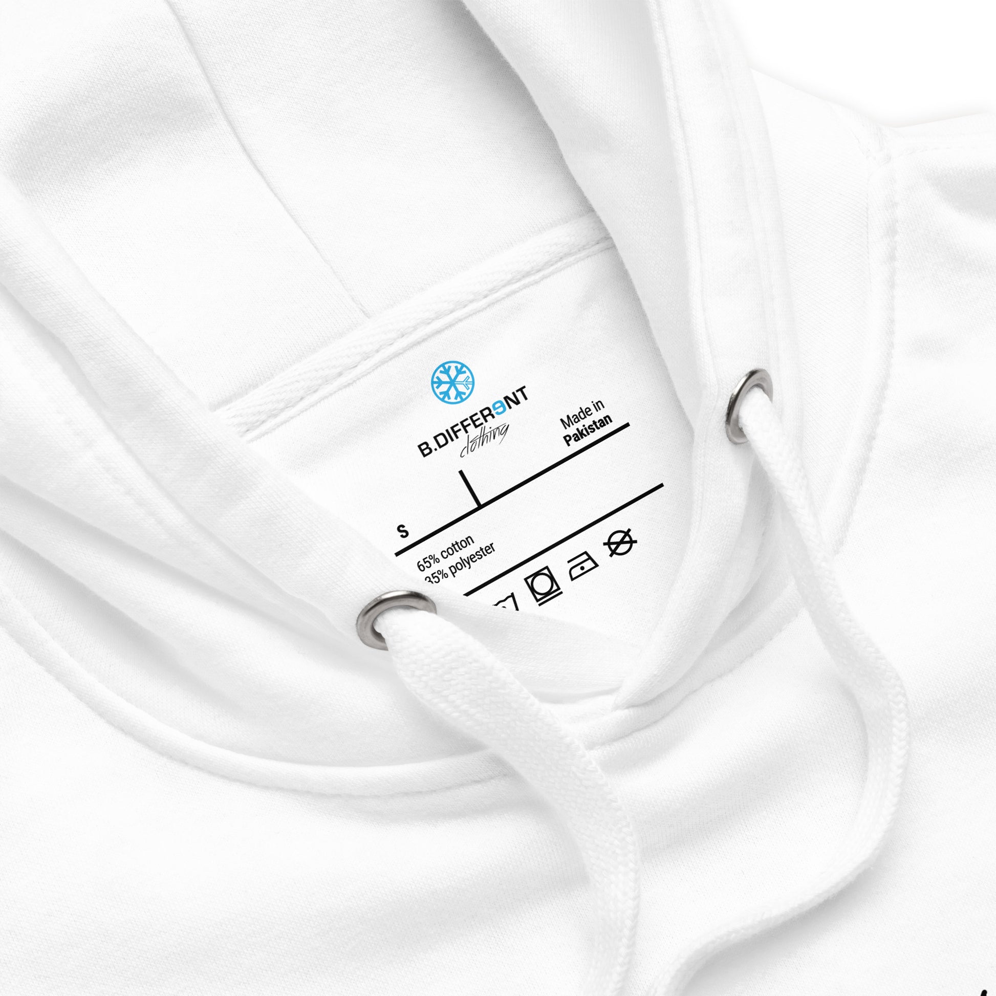 White-Antisocial Graffiti Hollow Hoodie from B.Different Clothing, collar, graffiti-inspired streetwear