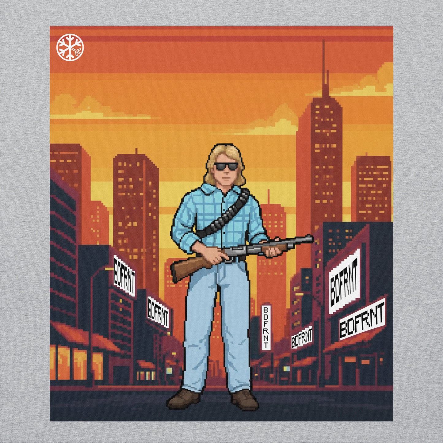 Gray-Pixel Disobey Sweatshirt from B.Different Clothing, graphic, graffiti-inspired streetwear, oversized heavyweight