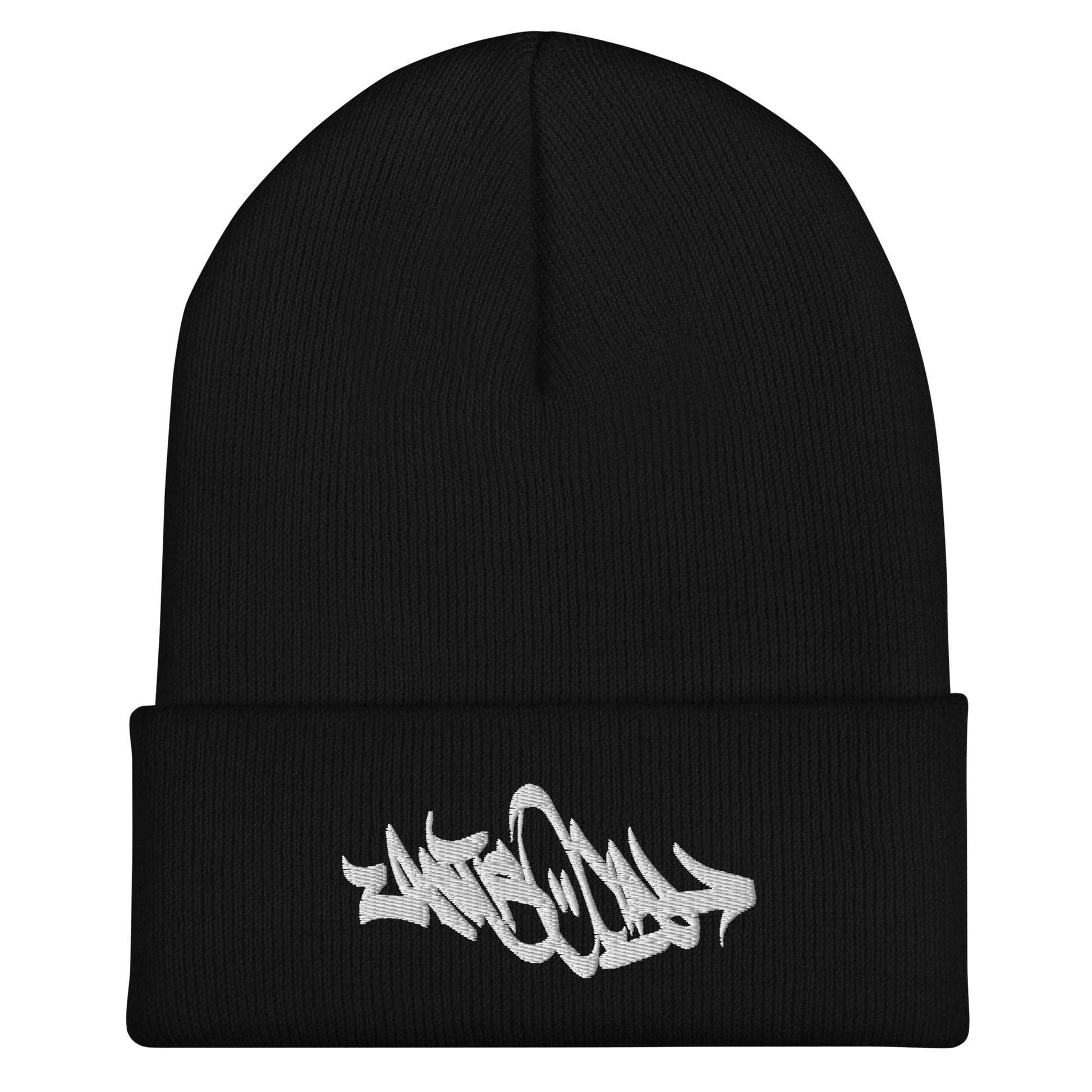 flat Antisocial Graffiti Tag Beanie Black by B.Different Clothing graffiti street art inspired independent streetwear brand