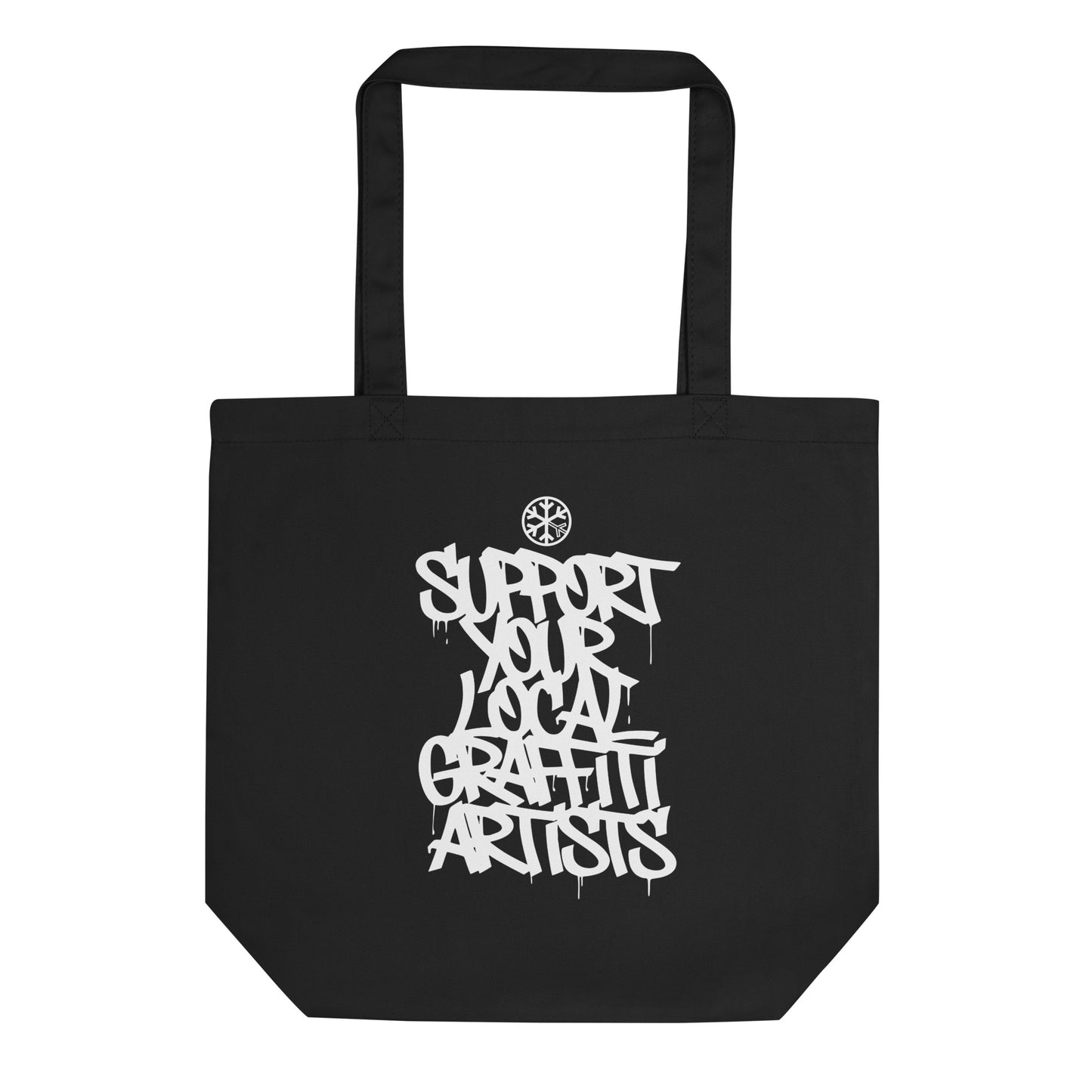 Support Your Local Graffiti Artists Tote Bag black from B.Different Clothing, front view, graffiti-inspired streetwear