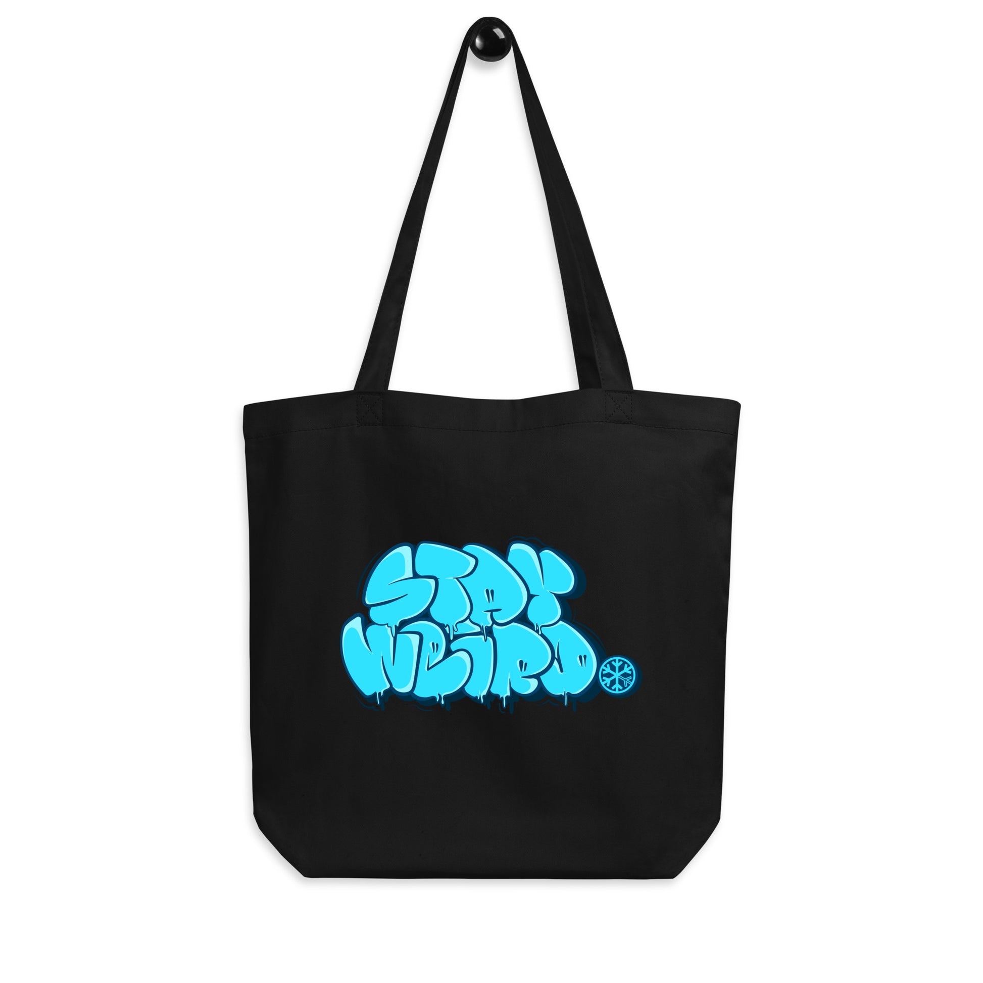 Hanging Stay Weird Graffiti Throw-up Tote Bag from B.Different Clothing, graffiti-inspired streetwear